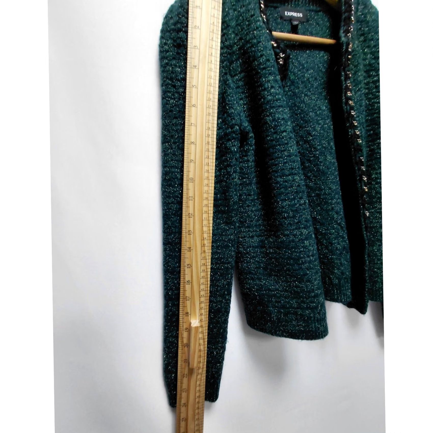 Express Express Wool Knit Cardigan Green Solid Long Sleeve XS Pullover Puff Sleeve Button Open Front Women Knit Wool Blend Regular Fit Autumn Winter Spring Size XS / US 0-2 / IT 36-38 - 7 Thumbnail