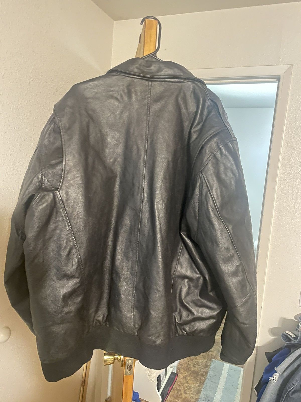 Carhartt Rare Black Boeing Vintage Leather Jacket Classic Bomber Size US XXL / EU 58 / 5 - 3 Thumbnail