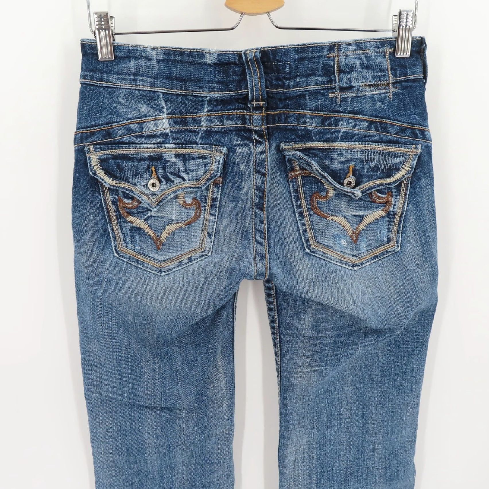 Denime Big Star Casey K Low Rise Distressed Stonewash Denim Blue Jeans Pants Women 28 Regular 5-Pocket Design Bootscut Size 28" / US 6 / IT 42 - 7 Thumbnail
