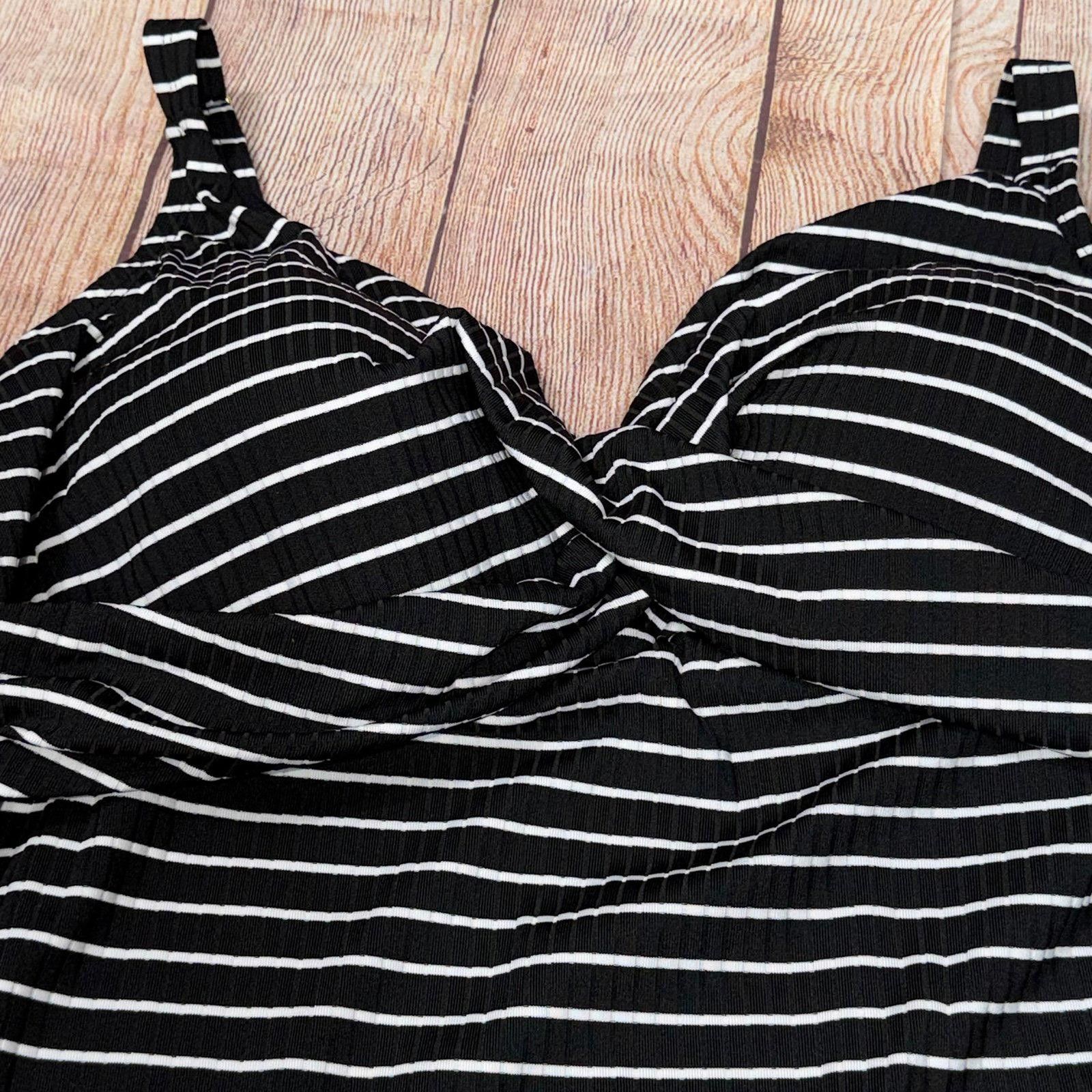 Other Freshwater Black and White Striped Tankini Top 3X Size ONE SIZE - 4 Thumbnail