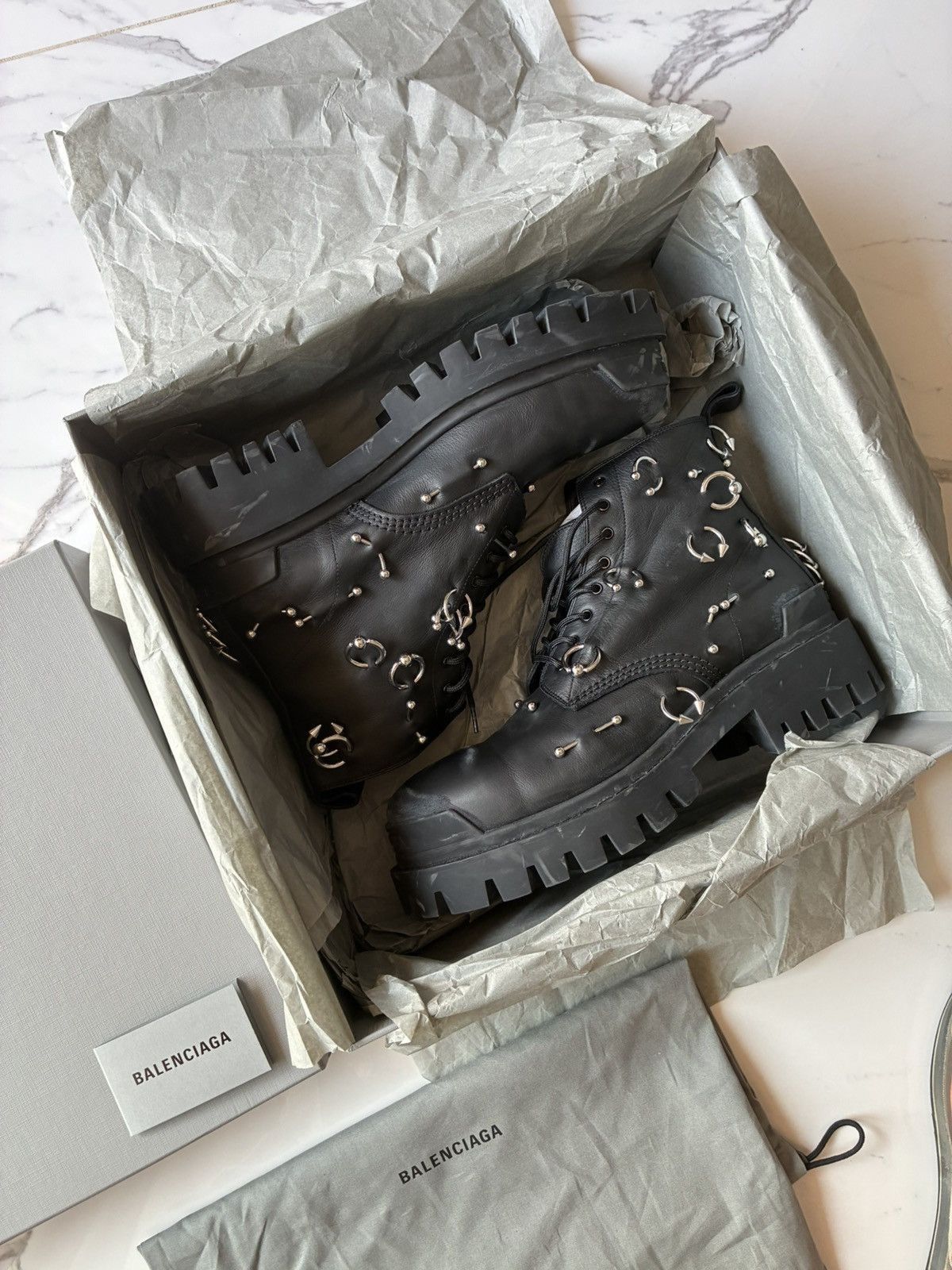 Balenciaga Pierced Strike Distressed Boots Size US 11 / EU 44 - 1 Thumbnail