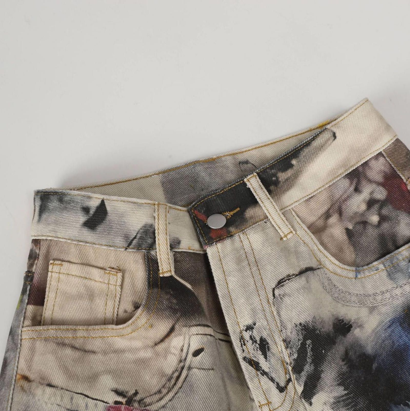 Japanese Brand Art Gallery Paint Splattered Straight Curved Denim Jeans Size 30" / US 8 / IT 44 - 5 Thumbnail