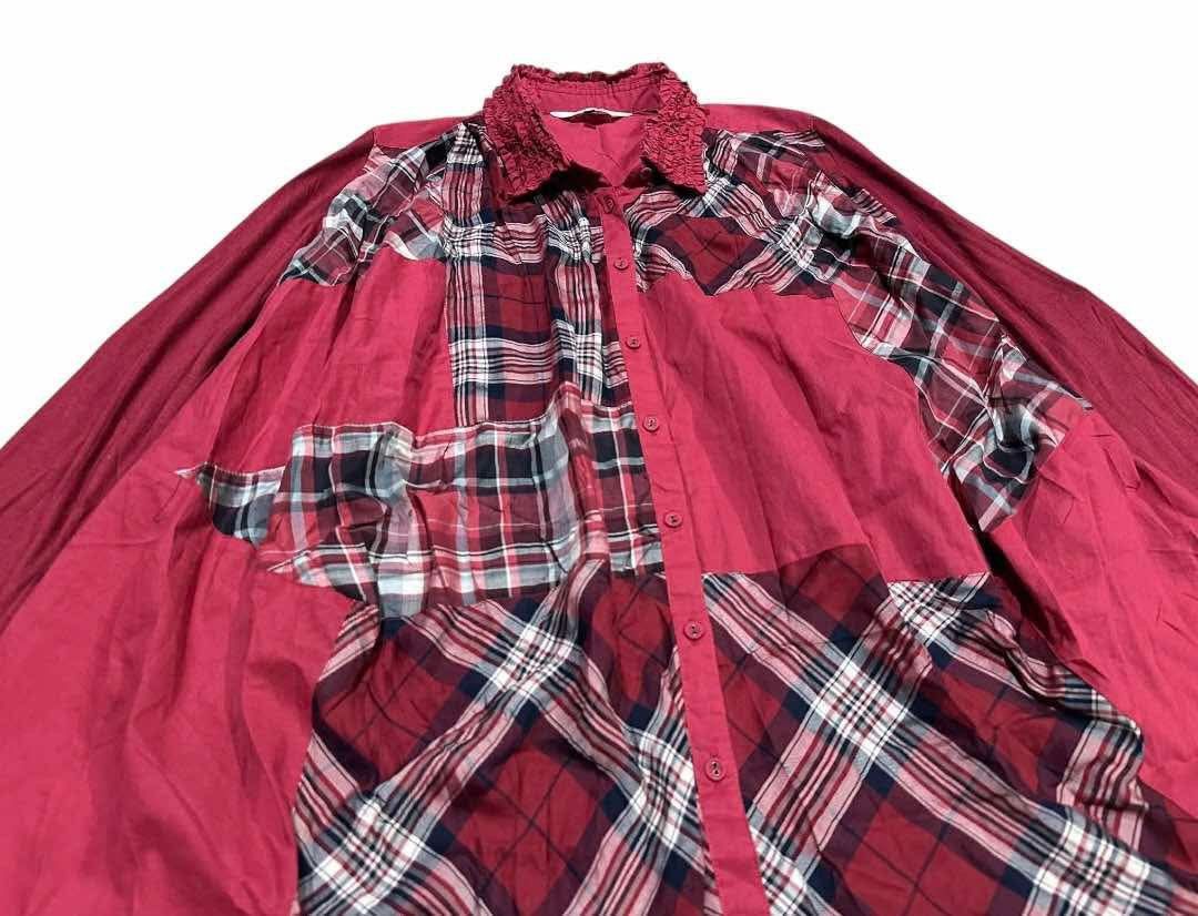 Yohji Yamamoto 🔥Rare Atsuro Tayama Asymmetric Check Patchwork Draped Shirt Size US L / EU 52-54 / 3 - 1 Thumbnail