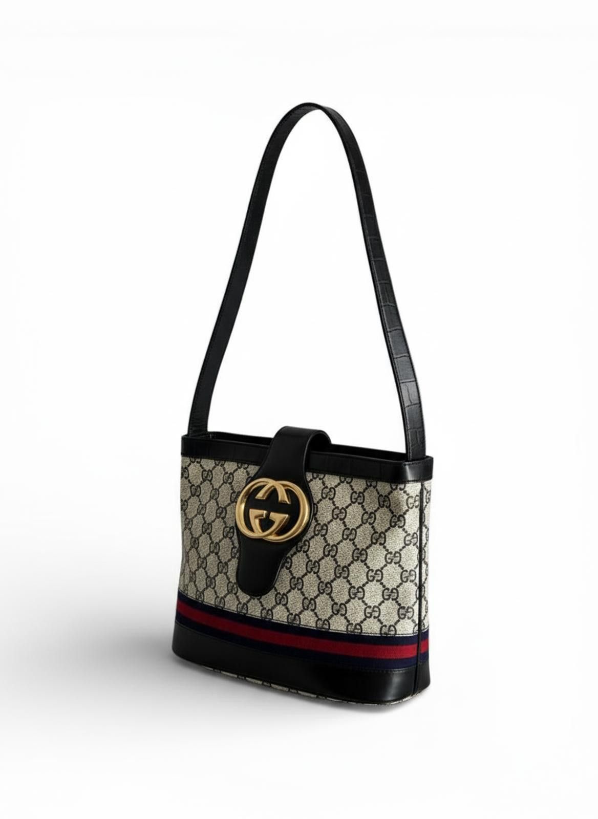 Gucci - Vintage GG Canvas Shoulder Bag Leather Trim