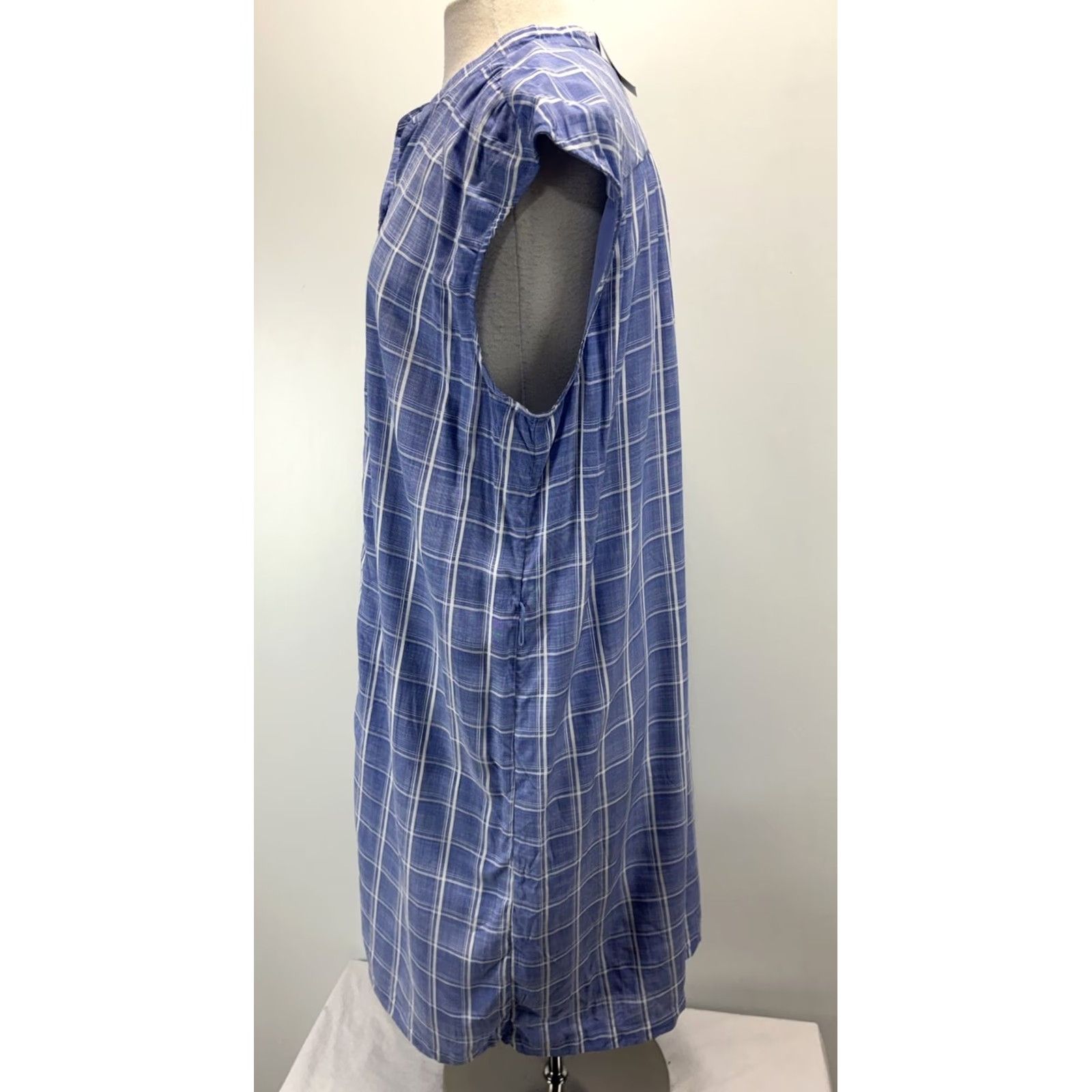 Loft LOFT Shift Dress Blue Windowpane Sleeveless Women XL Casual Summer Knee Length Check Pattern Size XL / US 12-14 / IT 48-50 - 2 Thumbnail