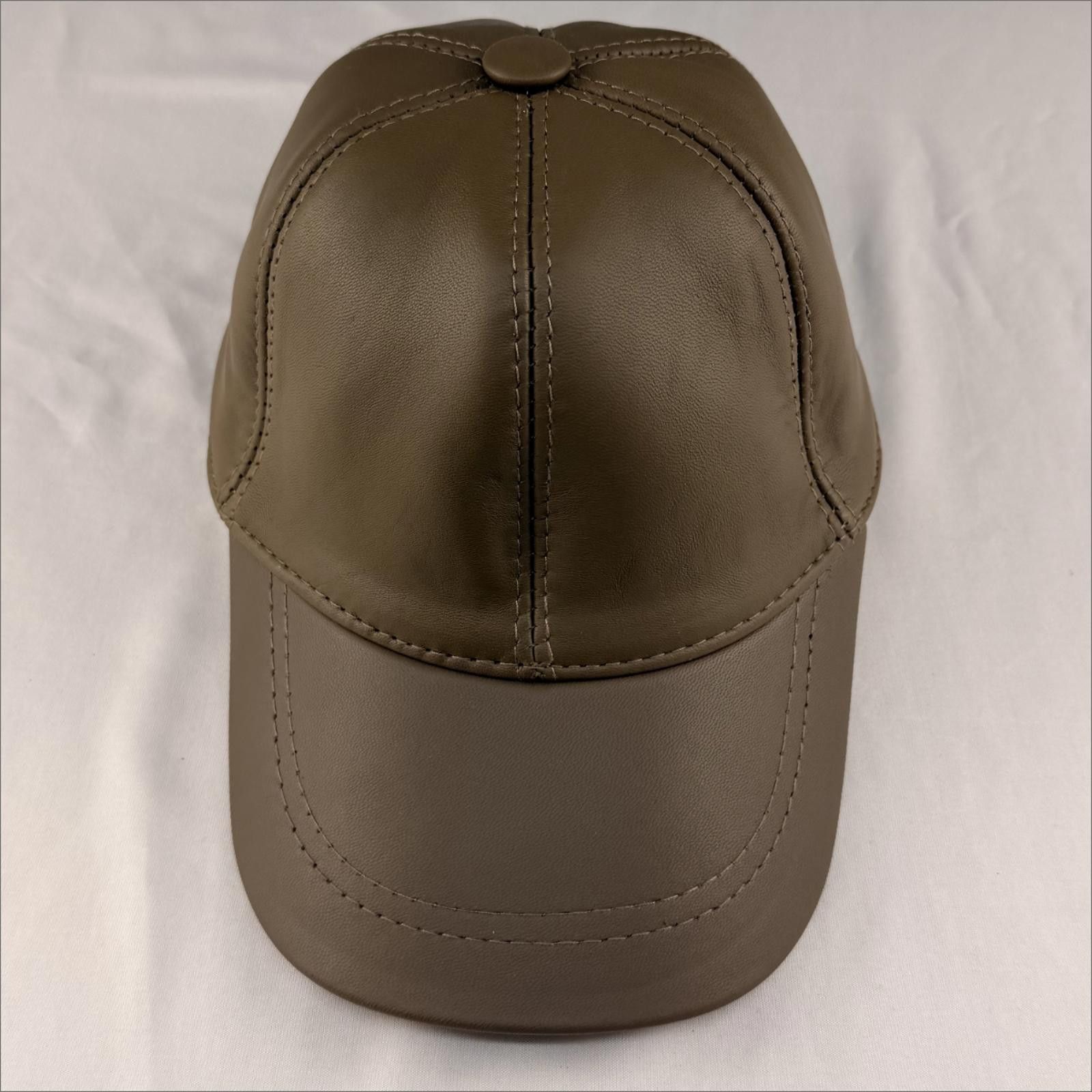 Other NEW Beige Leather Baseball Cap - Premium Hat 084 Size ONE SIZE - 2 Thumbnail
