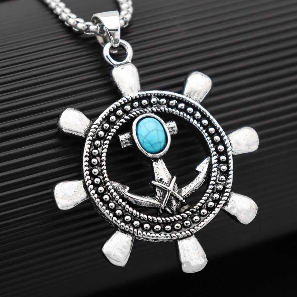 Jewelry Viking Anchor Compass Pendant Necklace Size ONE SIZE - 4 Thumbnail