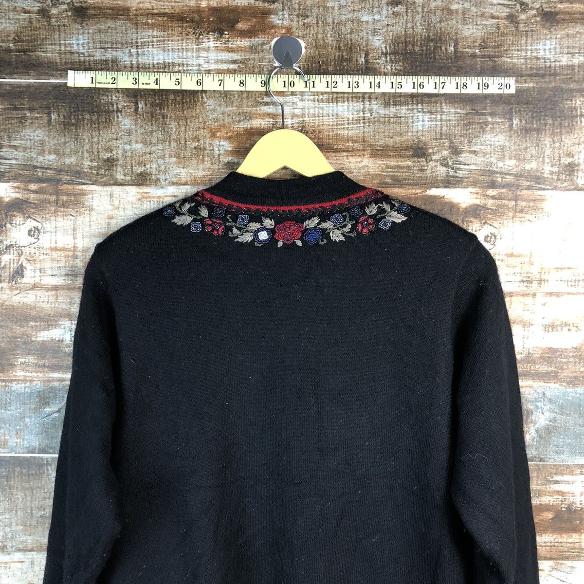 Homespun Knitwear × Japanese Brand Unchicpull Black art Patterned Cardigans #A2996 Size M / US 6-8 / IT 42-44 - 15 Thumbnail