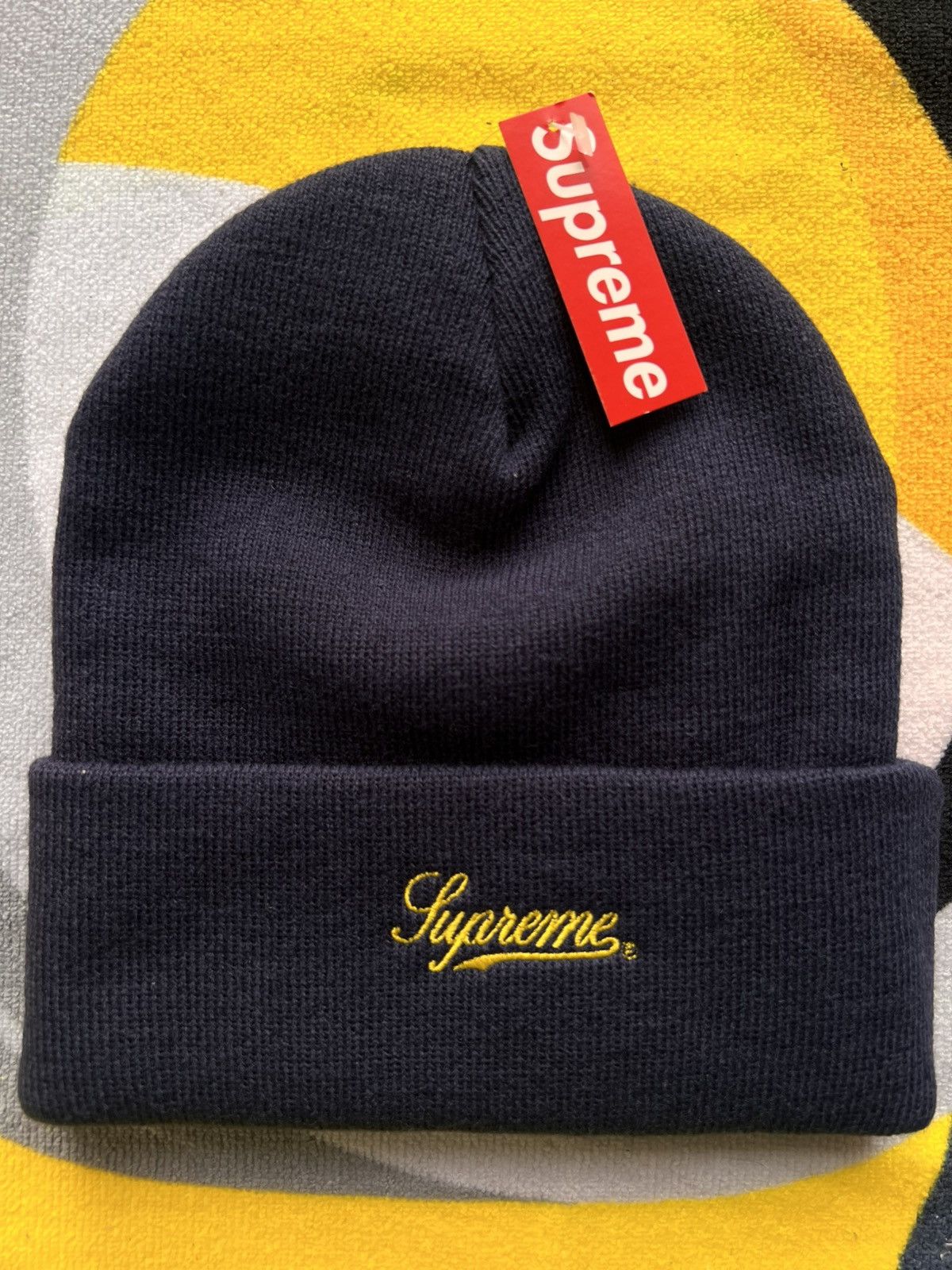 Supreme Supreme x Wu-Tang Clan Beanie Navy yellow hat cap headwear Size ONE SIZE - 2 Thumbnail