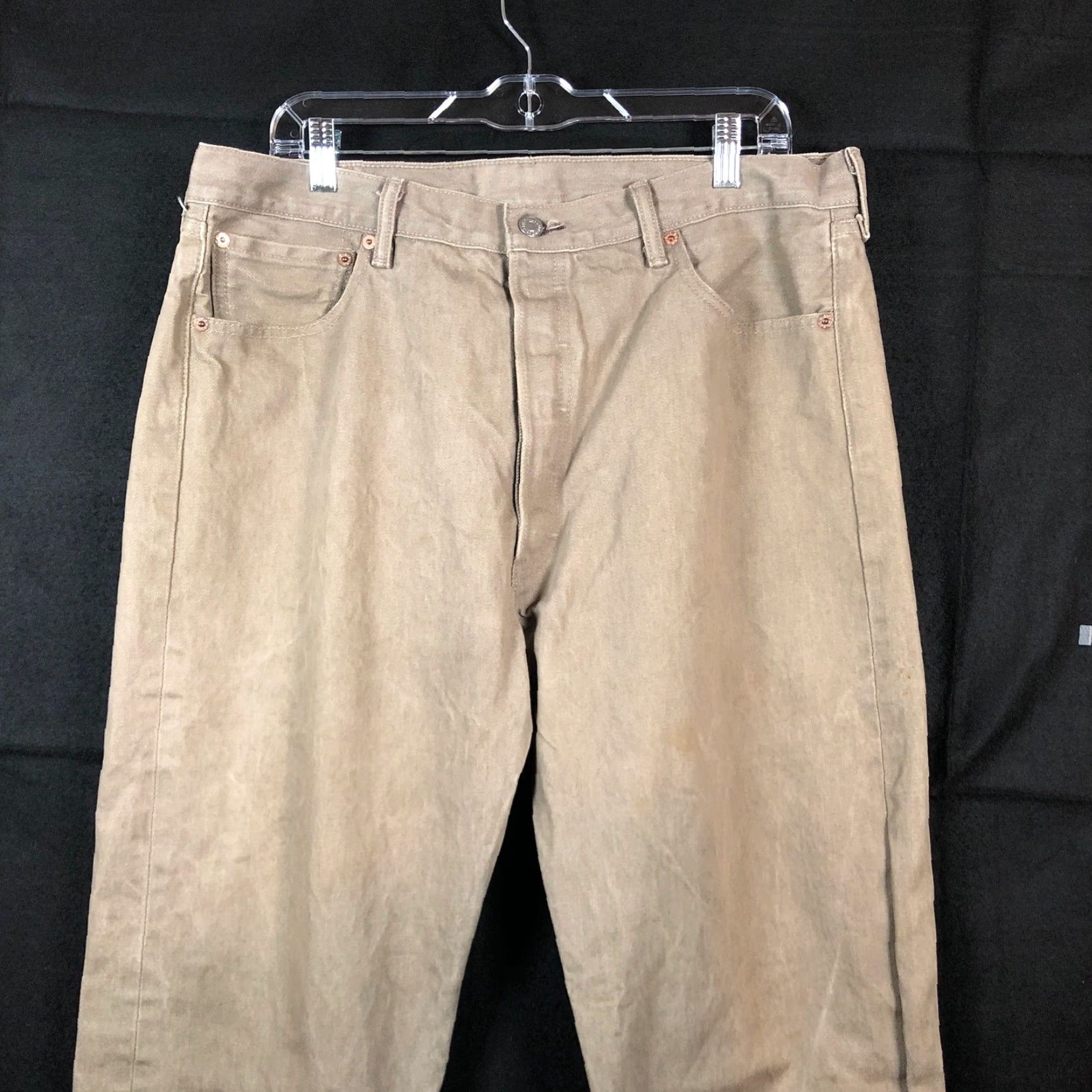 Levi's Levis 501 Jeans Green Straight Regular 38x34 100% Cotton Denim Vintage Mens Pants Size US 38 / EU 54 - 2 Thumbnail