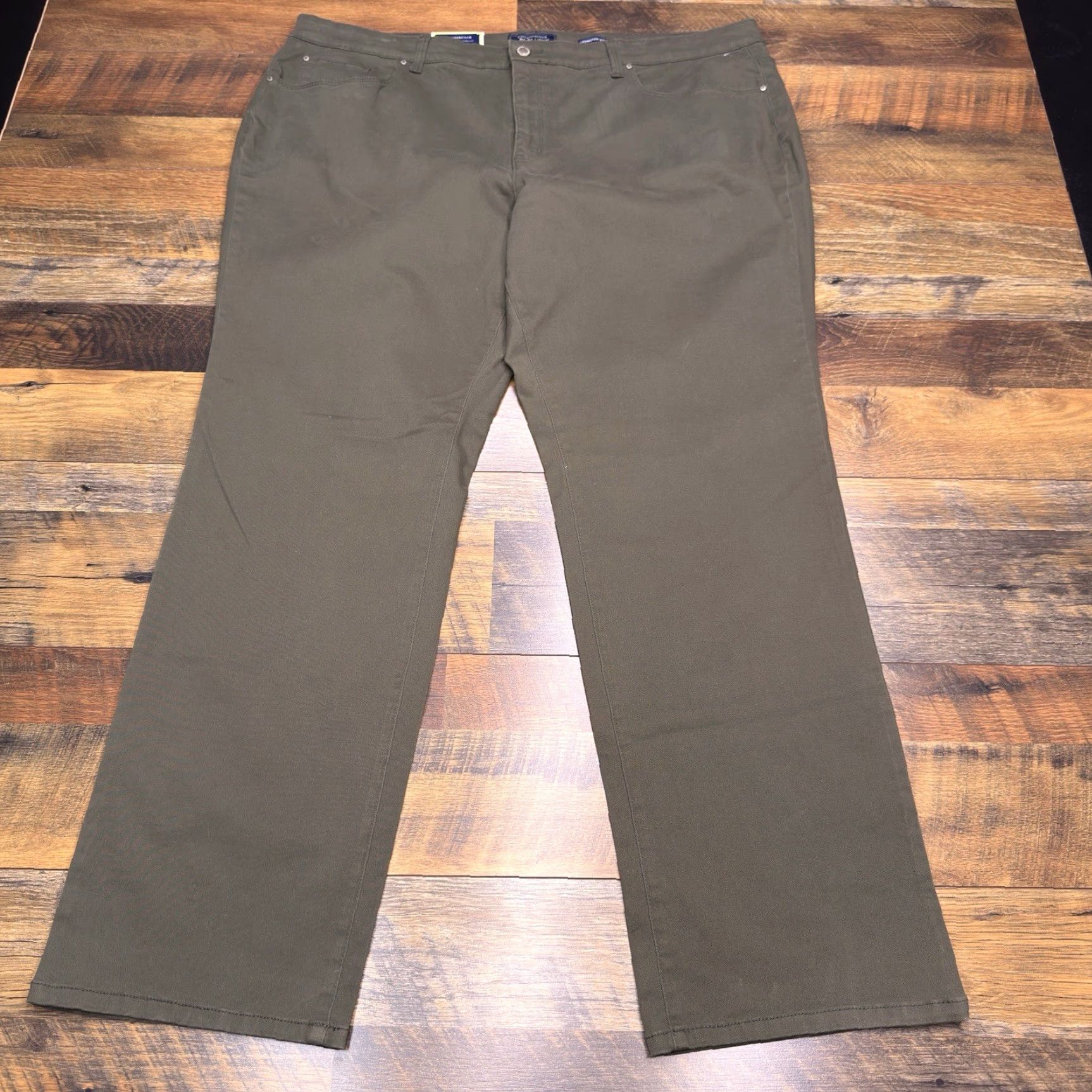Charter Club VINTAGE: No Charter Club Lexington Straight Jeans Womens 24W Green High Rise Stretch New Size 42" / US 20 - 2 Thumbnail