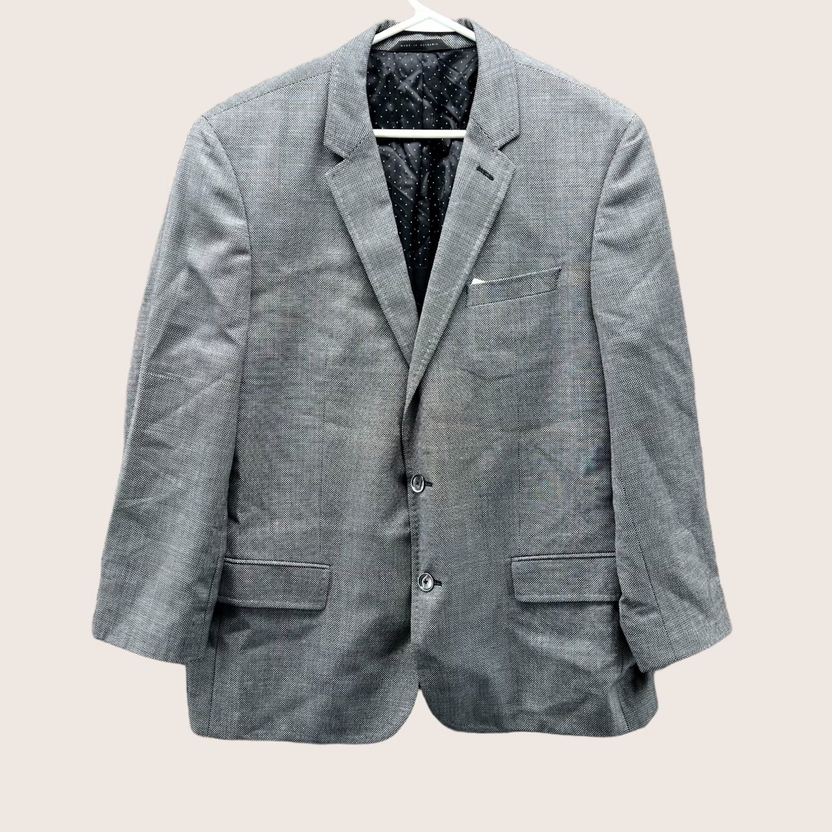 Hugo Boss HUGO BOSS Blazer Mens 42R Gray Wool Single-Breasted Two-Button Sport Coat Jacket Jazz Tuxedo Style Regular Fit Size 42R - 1 Thumbnail