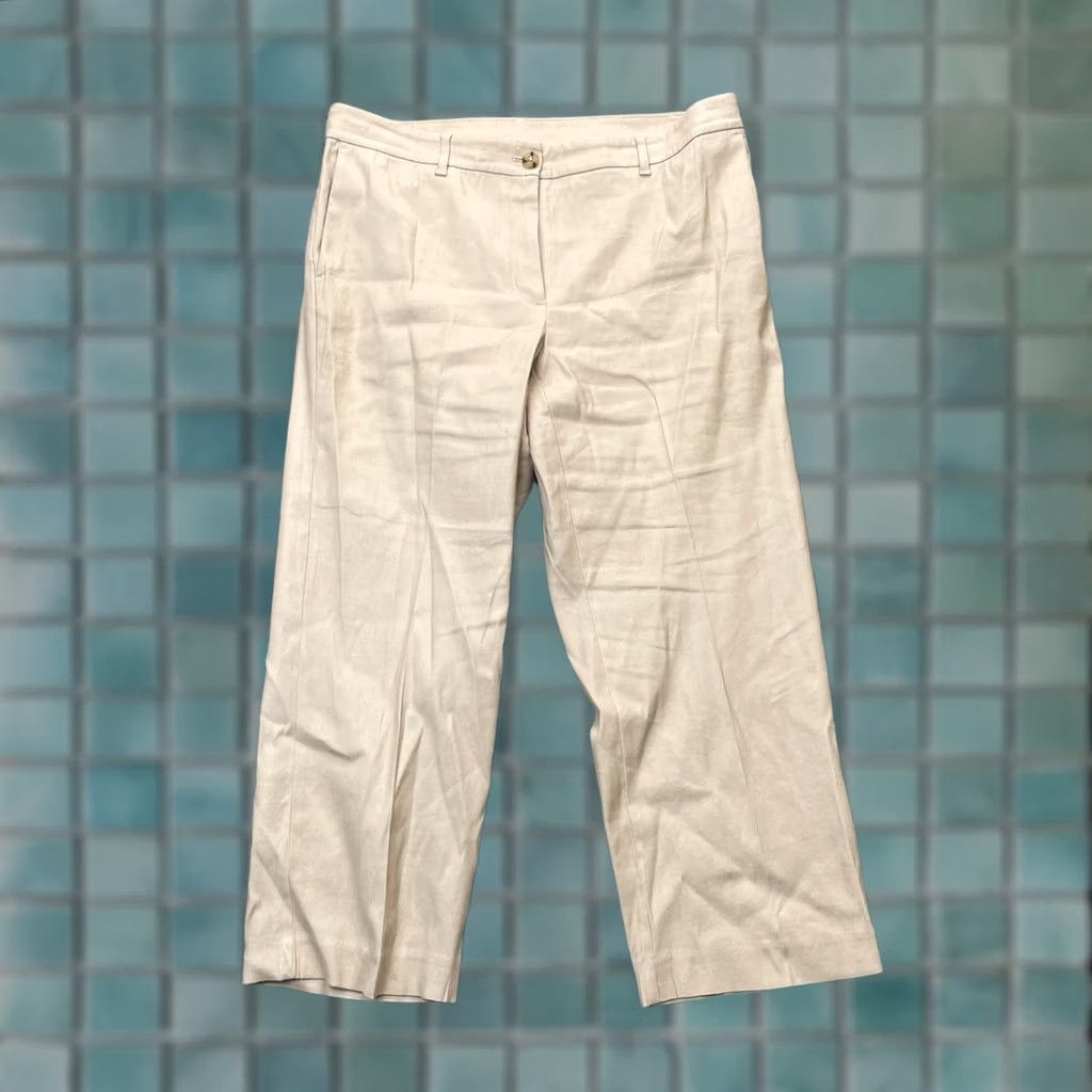 J. Jill J. Jill Pants Womens 14 Beige Cropped Linen Stretch Straight Leg Business Formal Size 24" / US 00 / IT 34 - 1 Thumbnail