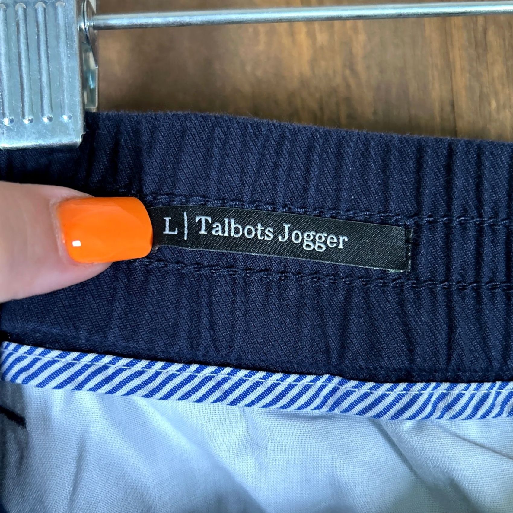 Talbots Talbots Womens Pants Navy Blue High Rise Button Relaxed Joggers Stretch Large L Inseam 26.5 in Casual Workwear Footwear? Size 24" / US 00 / IT 34 - 4 Thumbnail
