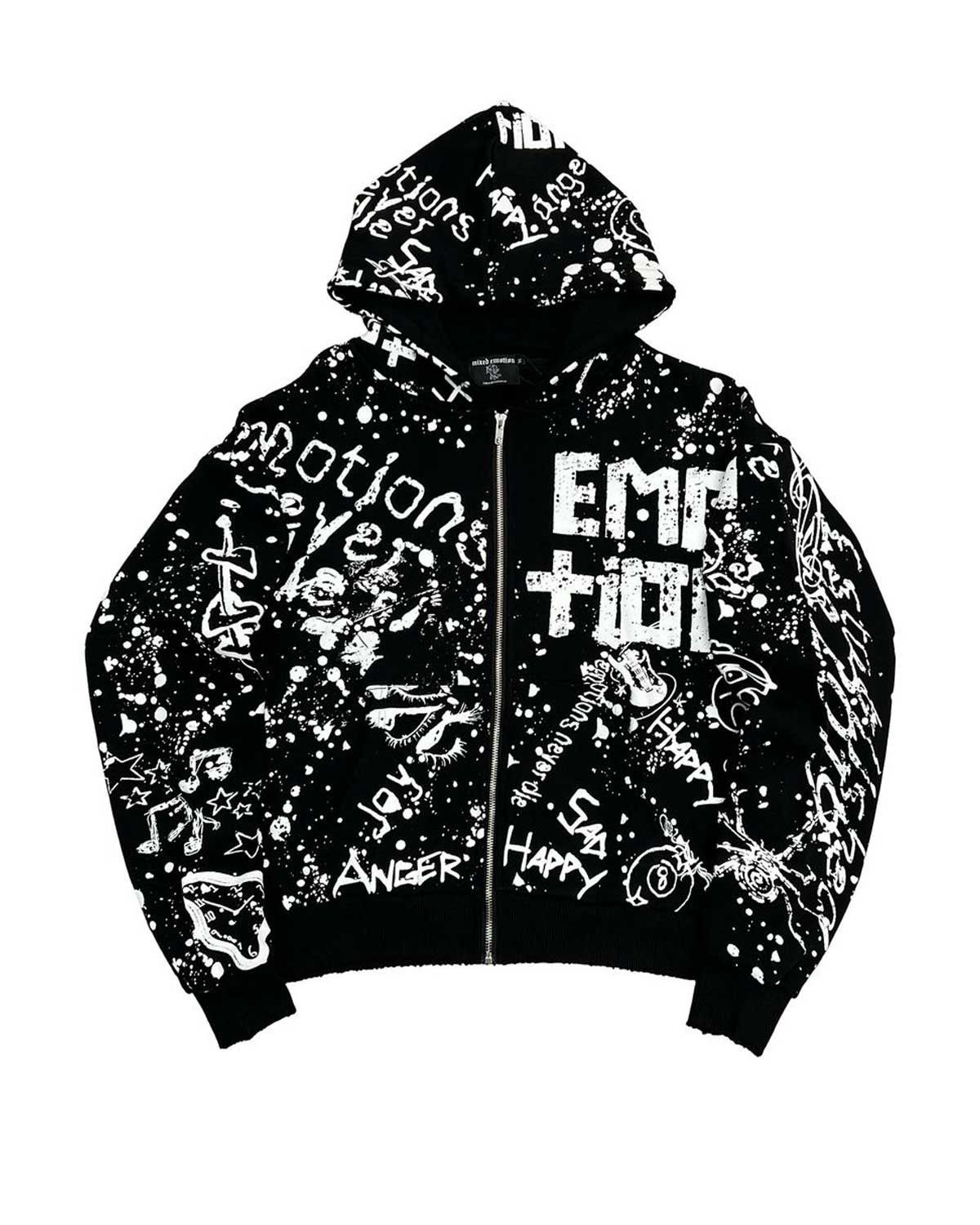 Other Mixed Emotions Graffiti Zip Up Hoodie Black Size US XL / EU 56 / 4 - 1 Thumbnail