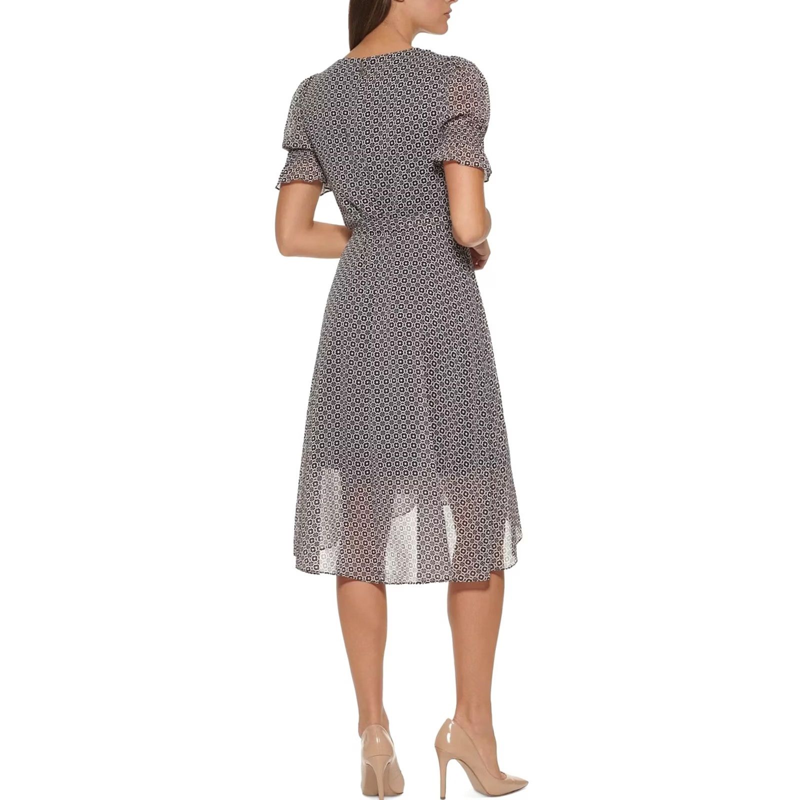 Tommy Hilfiger Tommy Hilfiger Womens black Midi Dress Belted Puff Sleeve Size 6 Size M / US 6-8 / IT 42-44 - 2 Thumbnail