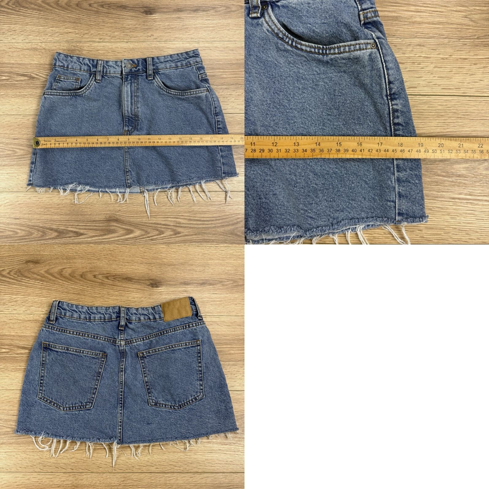 Cotton On Cotton On Denim Mini Skirt 28 Women Blue Regular Short Distressed Raw Hem Knit Cotton Denim Skirt Womens 28 Size 28" / US 6 / IT 42 - 8 Thumbnail