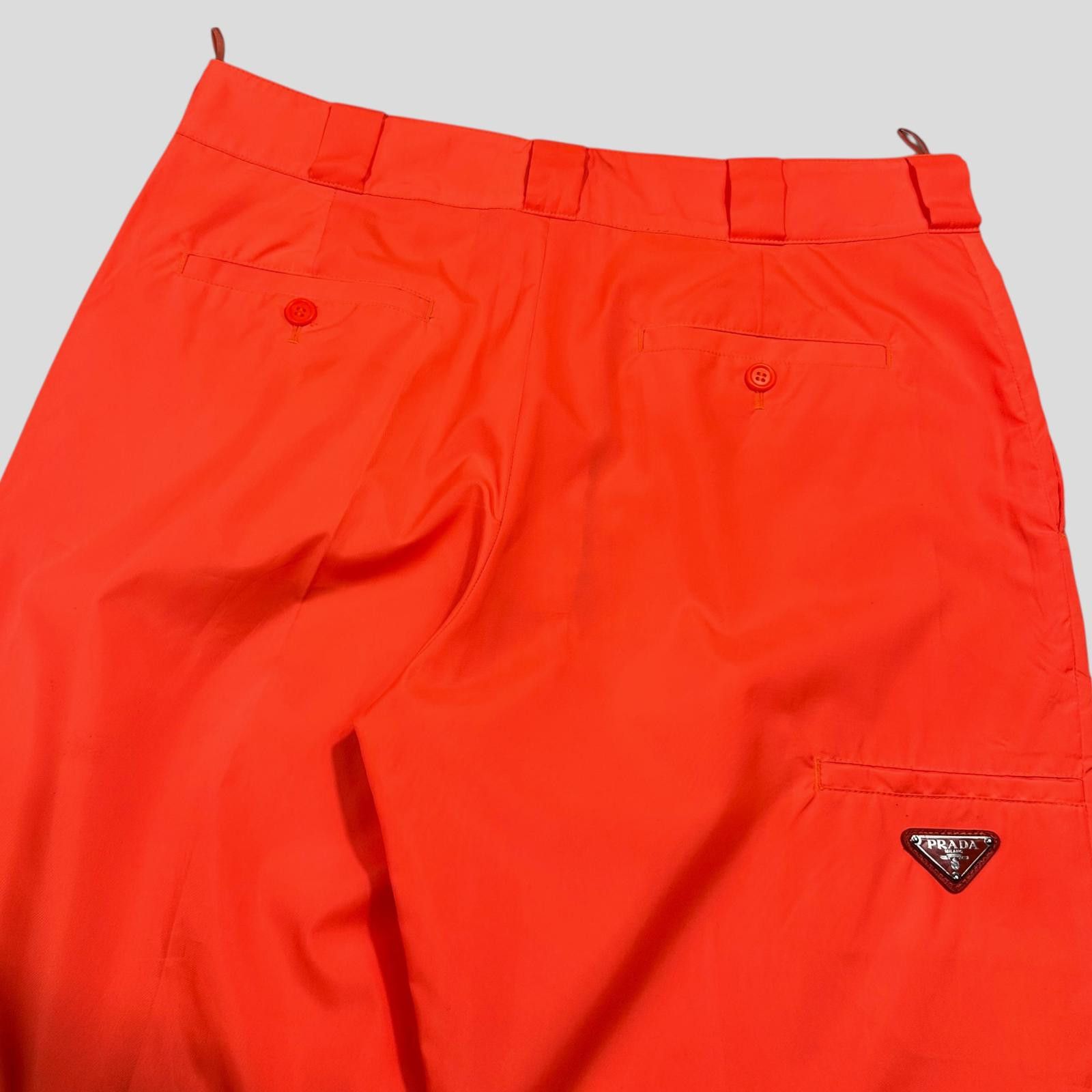 Prada Prada Milano 2018 Orange Nylon Gabardine Logo Trousers - S/M Size US 30 / EU 46 - 2 Thumbnail