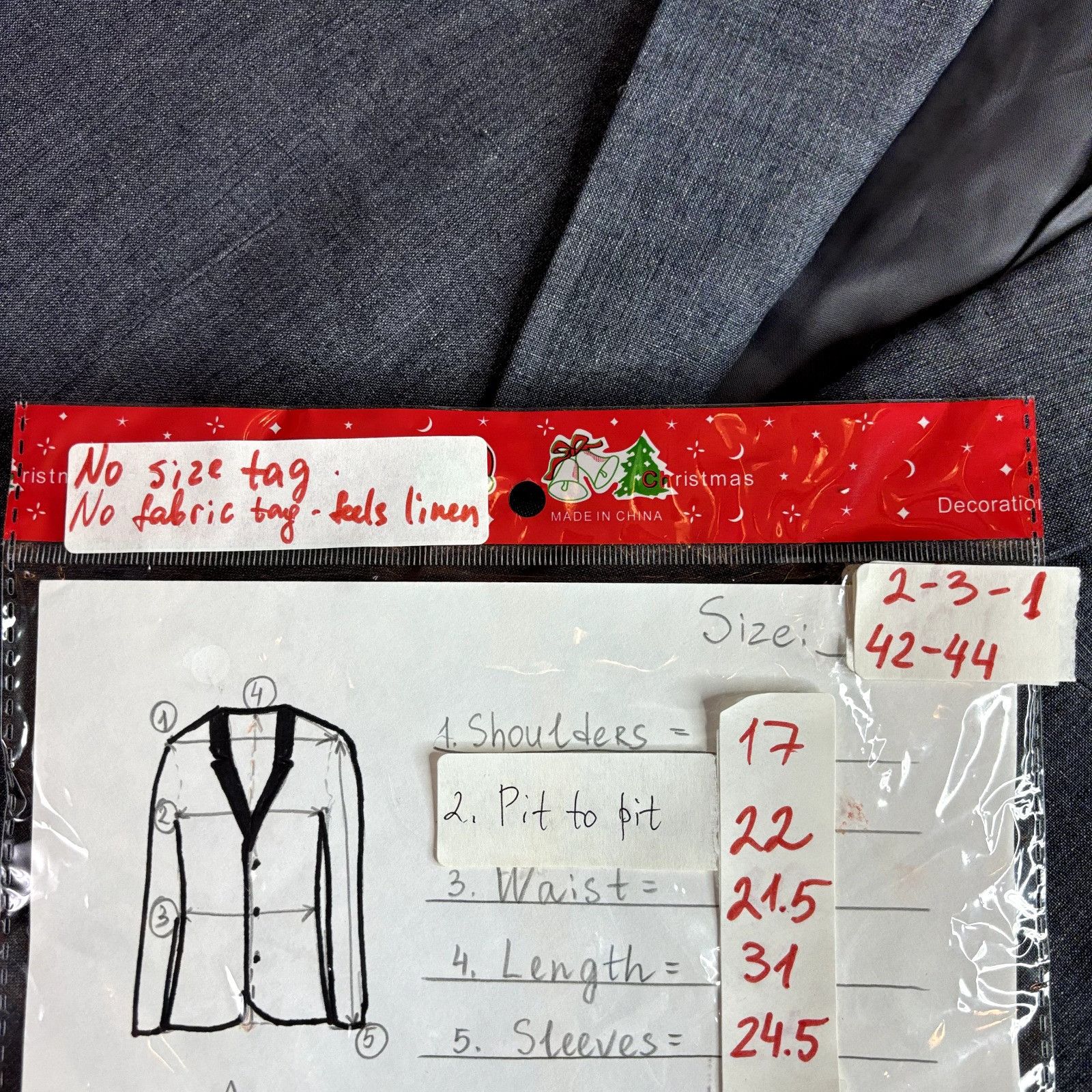 Bespoken Studiosuits Bespoke Men's Suit 42-44 Gray 2-Piece: Blazer & Size 42R - 10 Thumbnail