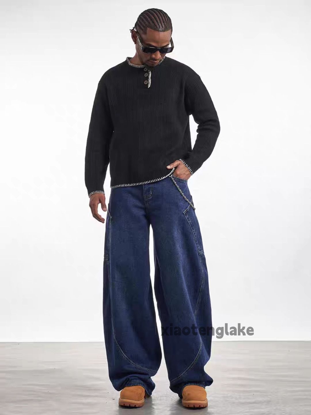 Jean × Vintage washed faded cleanfit yuppie loose baggy patchwork jeans Size US 30 / EU 46 - 3 Thumbnail
