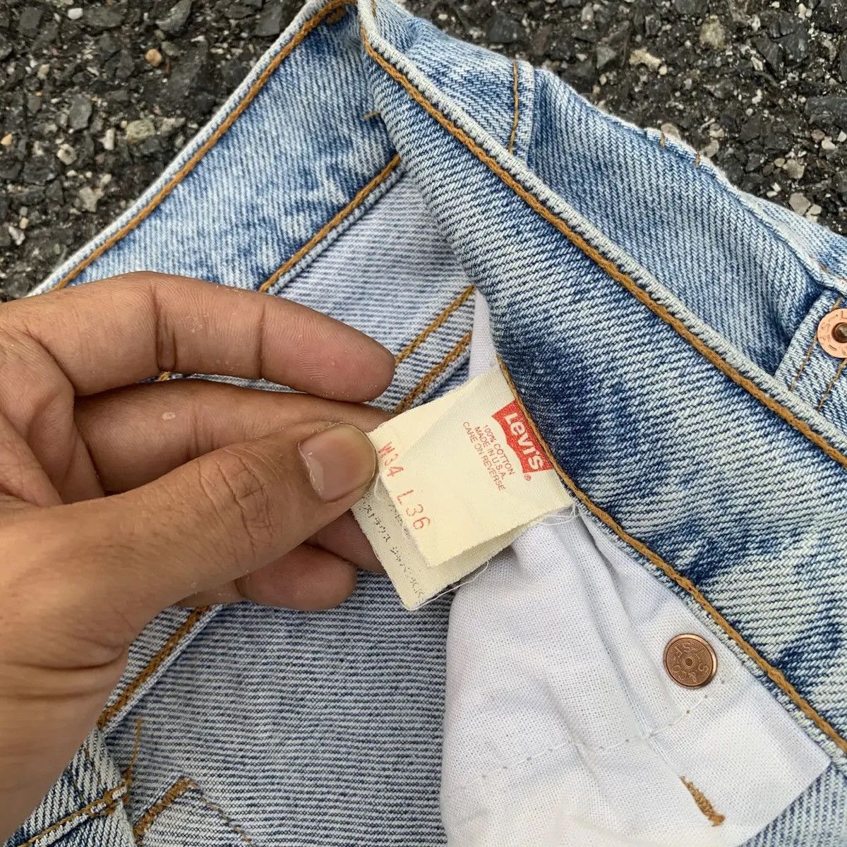 Levi's 💥 Distressed Denim Vtg Levi’s Light Wash Jeans Faded Pants Size US 32 / EU 48 - 8 Thumbnail