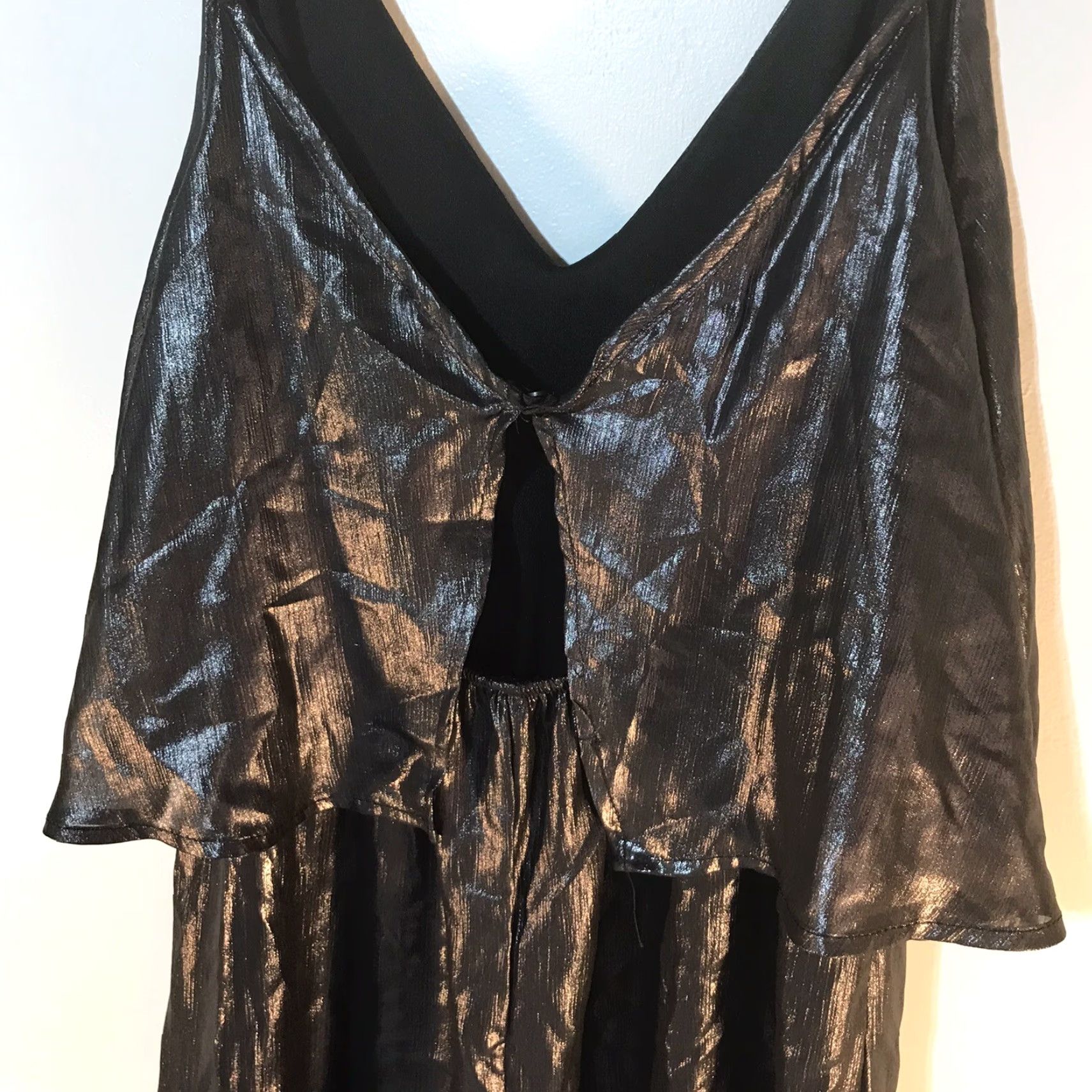 Vintage E2 Silver Foil Jumpsuit Shorts Womens Size S Strappy Sleeve Party Clubwear Size S / US 4 / IT 40 - 3 Thumbnail