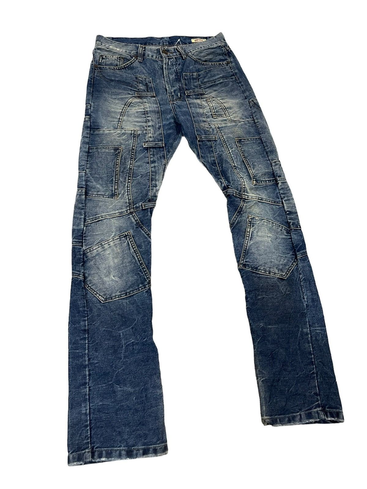 Japanese Brand DENIM FLARE JEANS. KAPORAL POCKETS PATCHES CLAW MARK Size US 31 - 2 Thumbnail