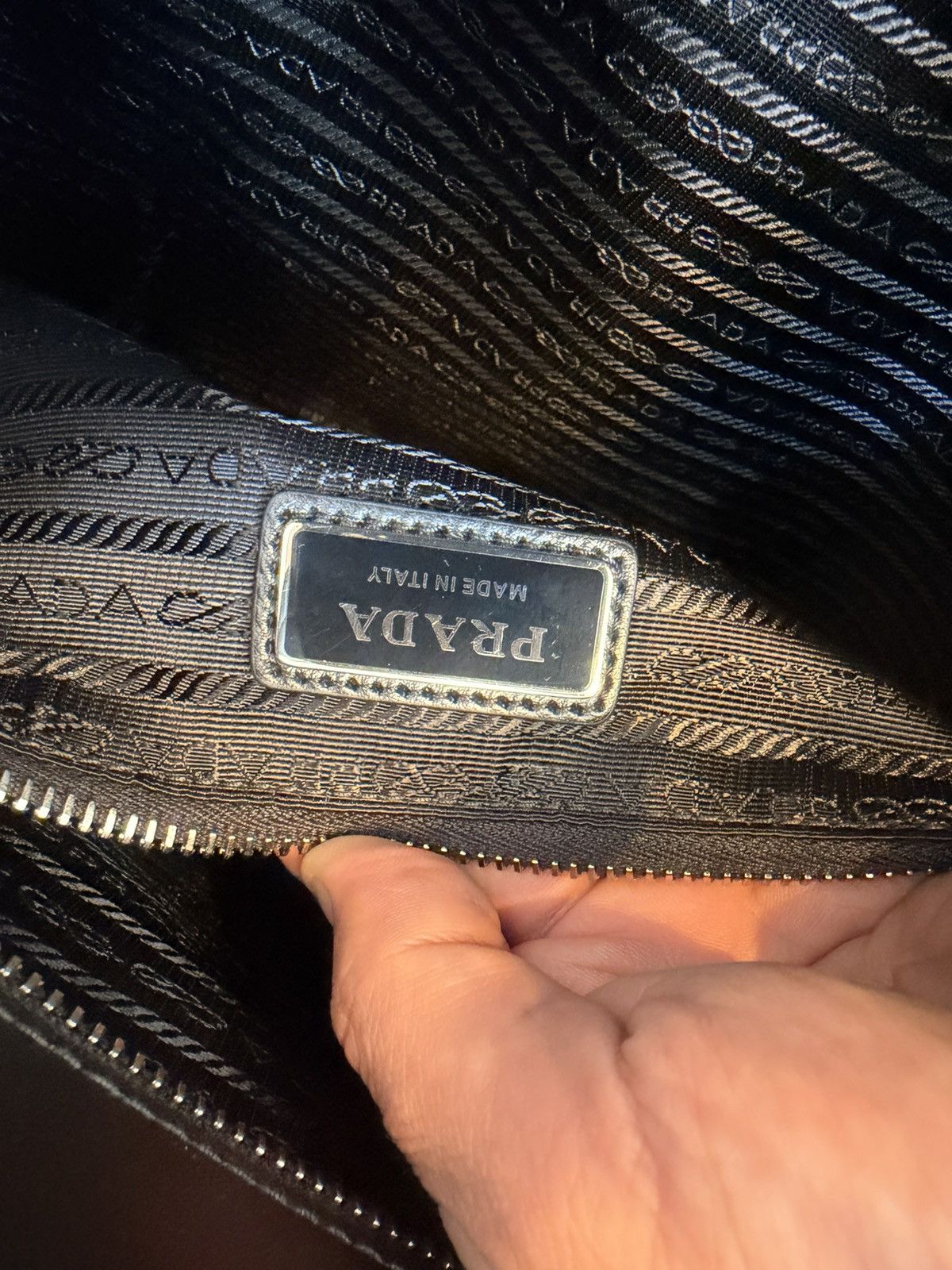 Prada PRADA Tote Bag Water Bottle Leather Black Triangle Pattern Size ONE SIZE - 14 Thumbnail