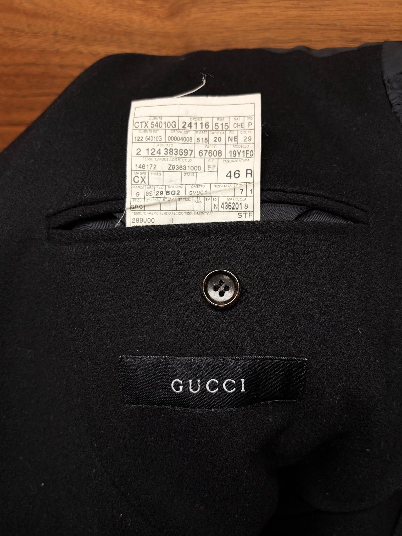 Gucci Vintage Gucci ‘Sharp Lapel’ Black Cotton Tailored Blazer Size 46R - 4 Thumbnail