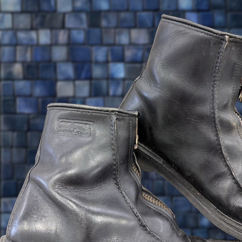Doublet VINTAGE Double-H Boots Leather Front Zip Black Stadium Boots 5331 USA 7.5 D Distressed Mens Boots Western Leather Zip USA 5331 VTG Size US 7 / EU 40 - 1 Thumbnail