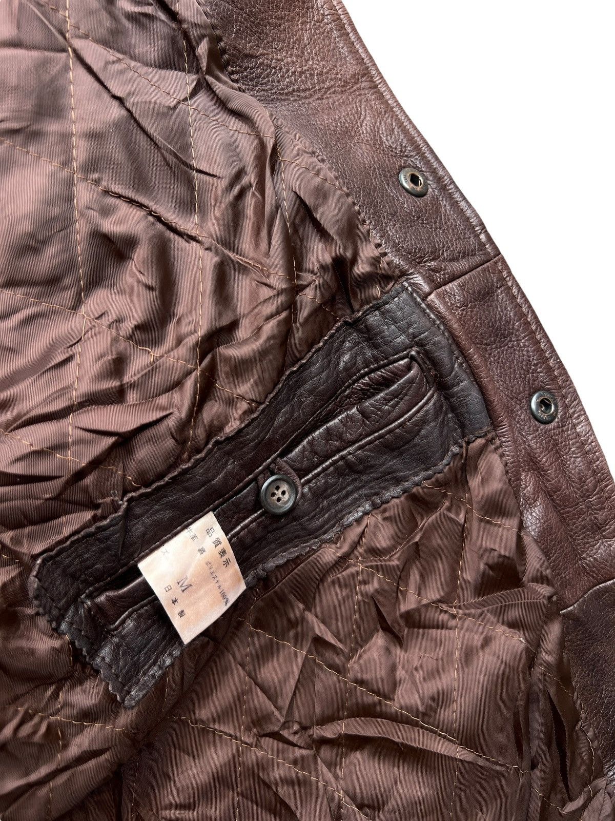 Vintage Vintage 90s Soft Touch Brown Varsity Leather Jacket Size US M / EU 48-50 / 2 - 9 Thumbnail