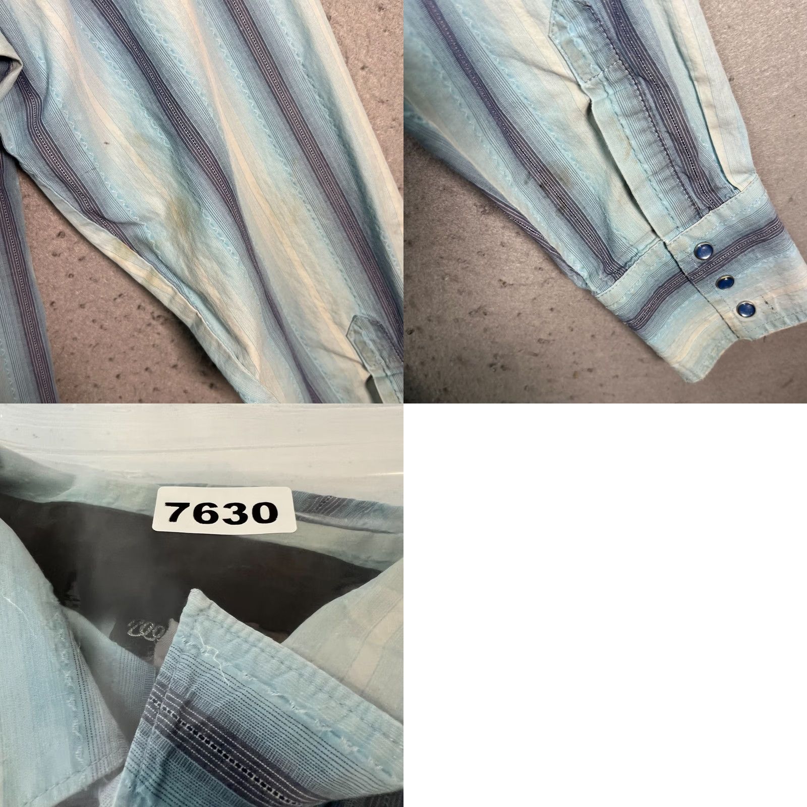 Wrangler Wrangler Mens Large Western Striped Long-Sleeve Shirt Blue & White Snap Button Shirt Mens L Blue Striped Western Wrangler Shirt Size US L / EU 52-54 / 3 - 9 Thumbnail