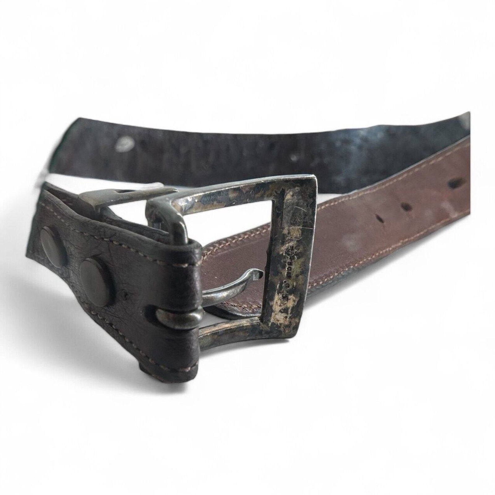 Sterling Silver JW Cooper .925 Sterling Ostrich Quill Brown Belt Size 36-45 Size 44 - 3 Thumbnail