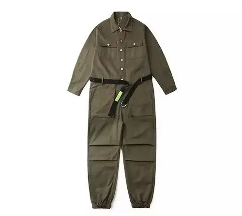 Japanese Brand 21SS Indigo Union Japan Military Green Worker Jumpsuits Size US 33 - 1 Thumbnail