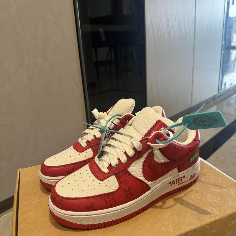 Louis Vuitton x Nike Air Force Red Sneakers 0079