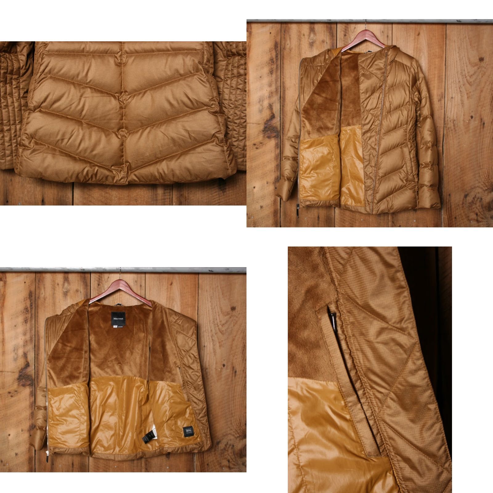 Marmot VINTAGE Marmot Carina Gold 700 Down Insulated Asymmetrical Hybrid Jacket S Women Hooded Puffer Zip Size S / US 4 / IT 40 - 8 Thumbnail