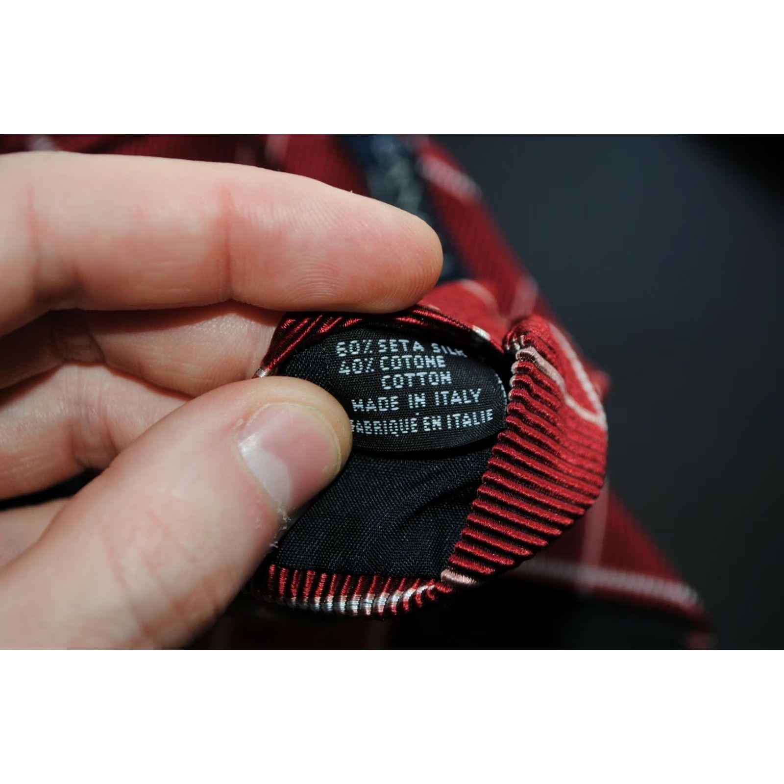 Canali Canali TIE Shirt Men’s XS Red Striped 60% Silk 40% Cotton Made in ITALY 146 cm Length Size ONE SIZE - 6 Thumbnail