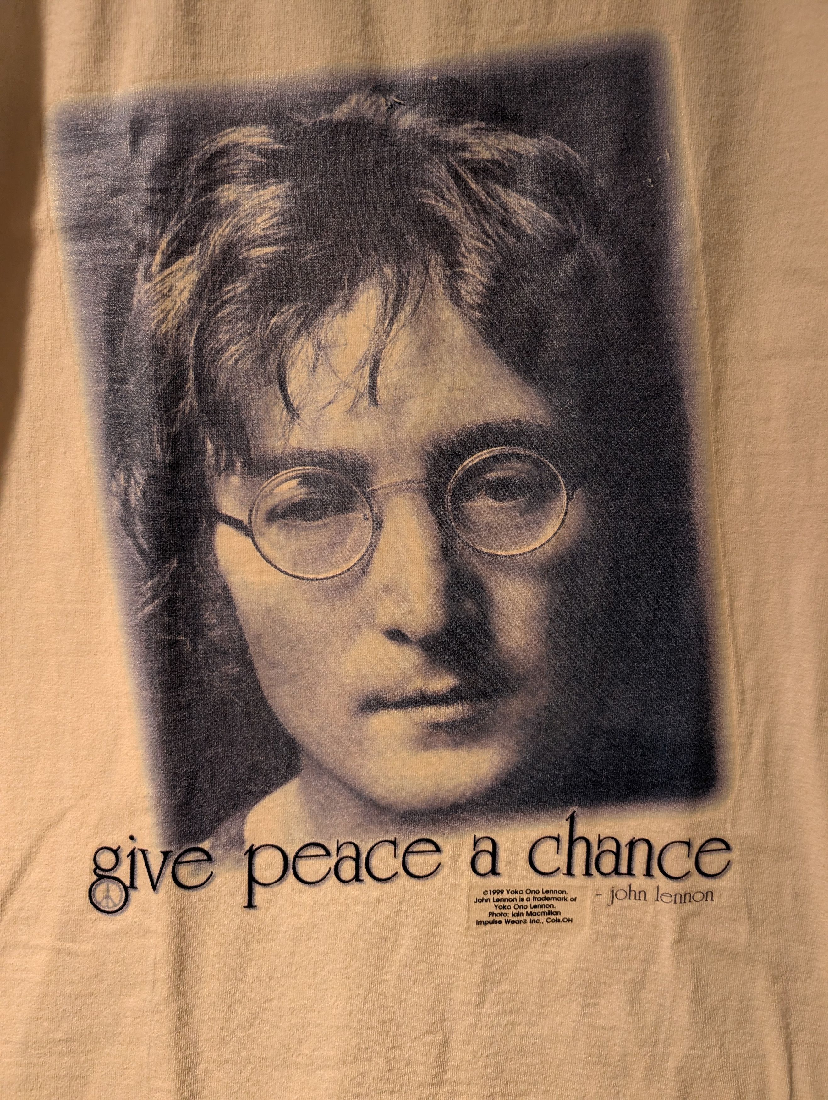 Band Tees Vintage 1999 John Lennon Give Peace A Chance T-Shirt Mens Size US M / EU 48-50 / 2 - 2 Thumbnail