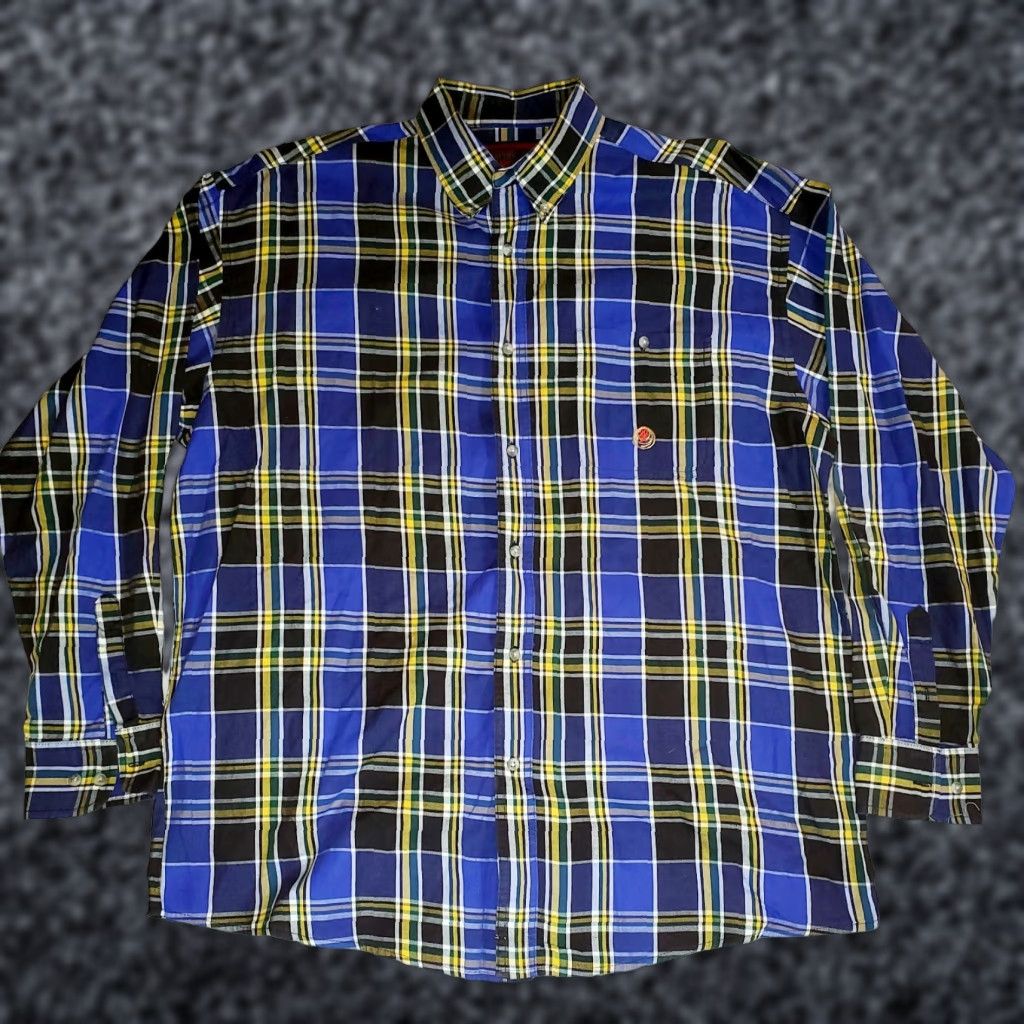 Vintage Twenty-X 20X Long Sleeve Plaid Western Rodeo Shirt Blue Yellow Mens XL Shirt Size US XL / EU 56 / 4 - 1 Thumbnail