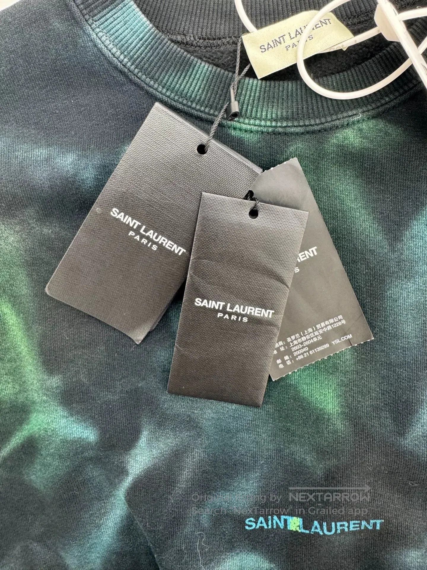 Saint Laurent Paris Saint Laurent SLP Green Tie-Dye Long-Sleeve T-Shirt. Size US S / EU 44-46 / 1 - 6 Thumbnail