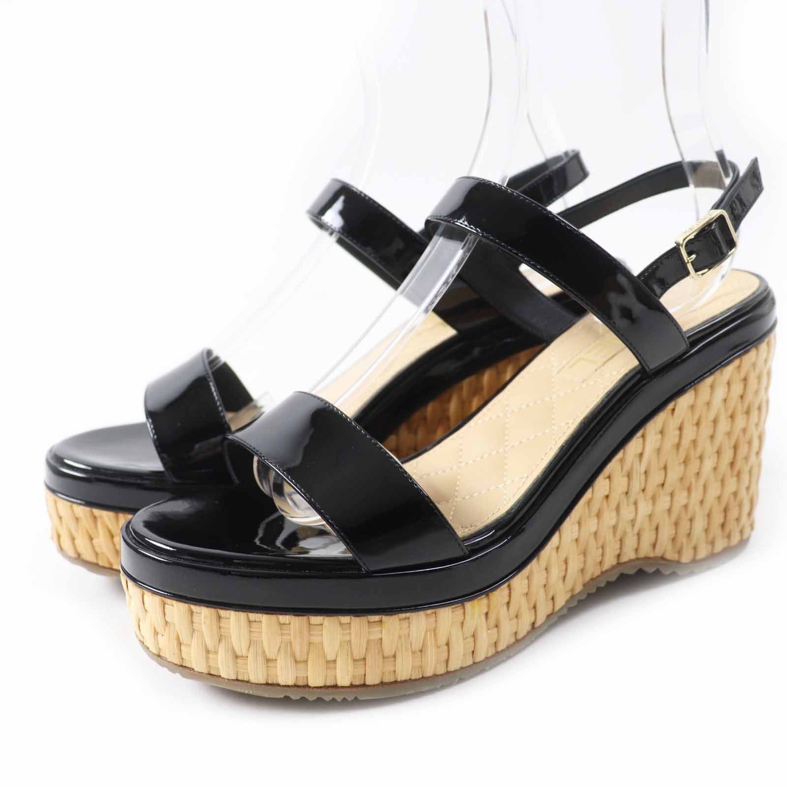 Chanel Chanel Sandals Patent Leather Sandals Leather Shoes G35514 in Black, Women's