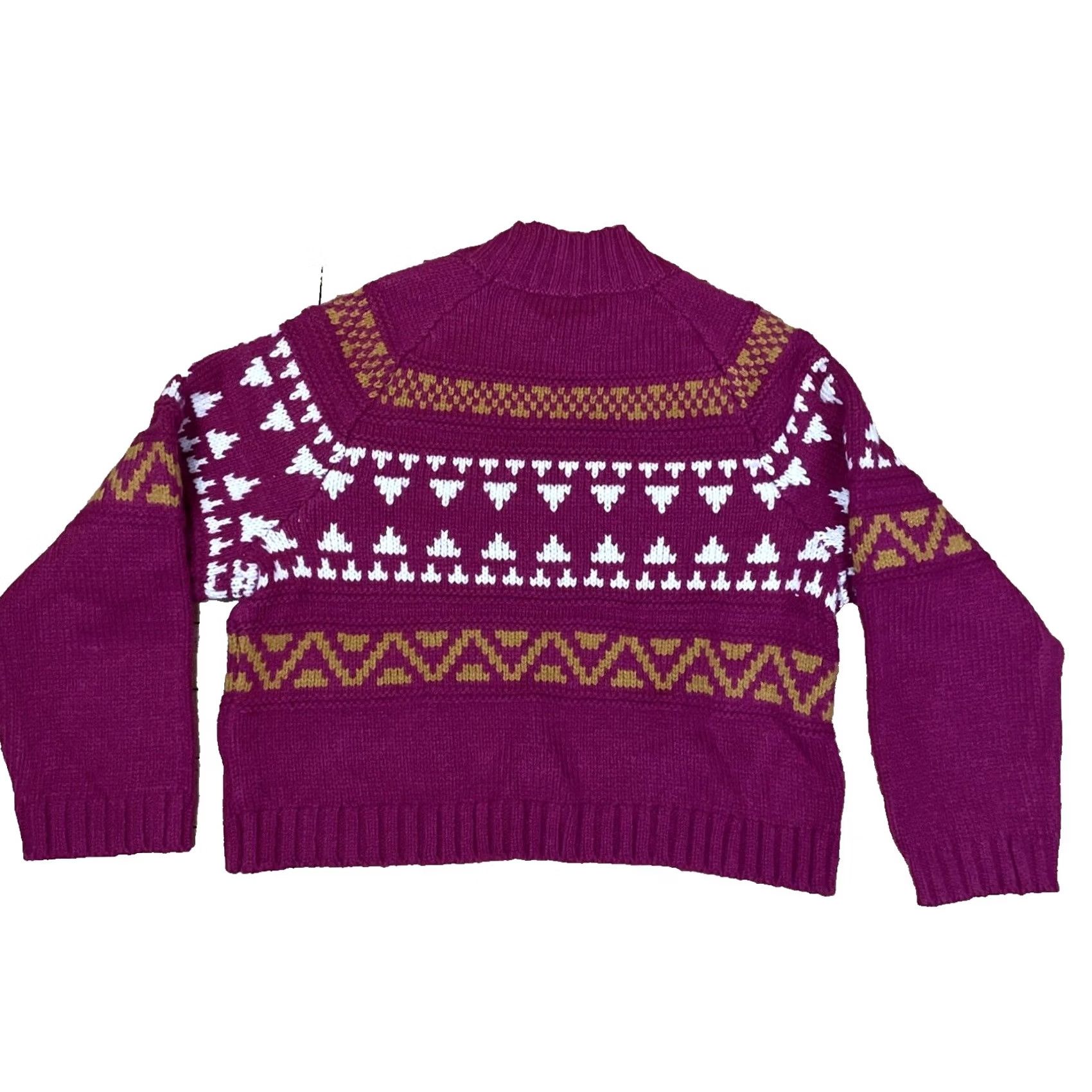 Vintage VINTAGE Universal Threads Crop Sweater Women L Fair Isle Magenta Orange Mock Neck Knit L Size L / US 10 / IT 46 - 2 Thumbnail