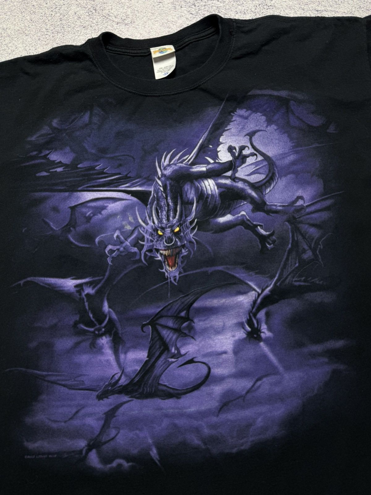Liquid Blue Vintage 2002 Liquid Blue Dragon T-shirt Cartoon Crazy Tee Size US XXL / EU 58 / 5 - 4 Thumbnail