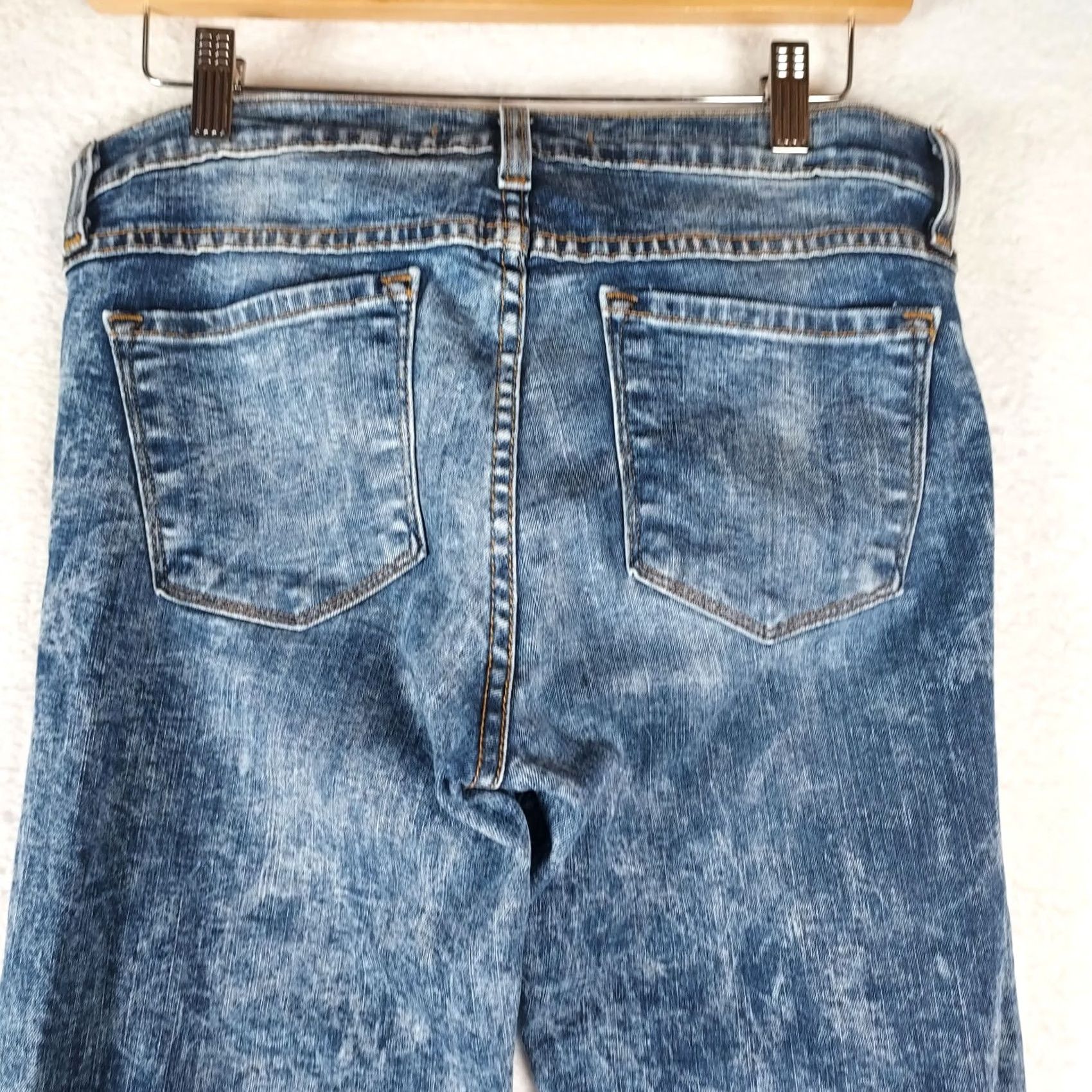 Vintage Flying Monkey Platinum Low Rise Skinny Jeans 29 Blue Denim Women's 5-Pocket Stretch USA Made Spring Summer Fall Winter Size 29" - 3 Thumbnail