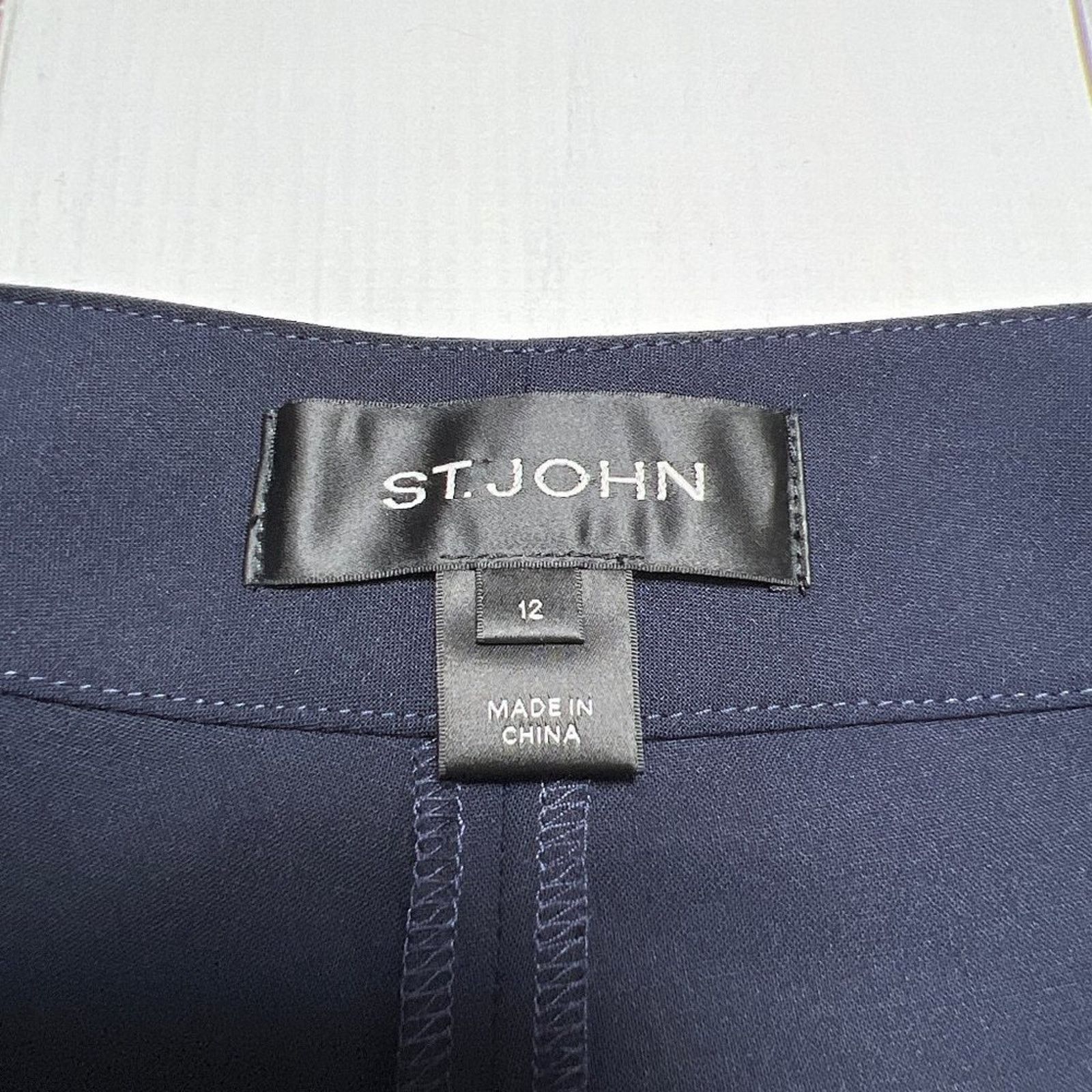 St. John St. John Emma Wool Navy Straight Trousers Size 12 Size 34" / US 12 / IT 48 - 3 Thumbnail