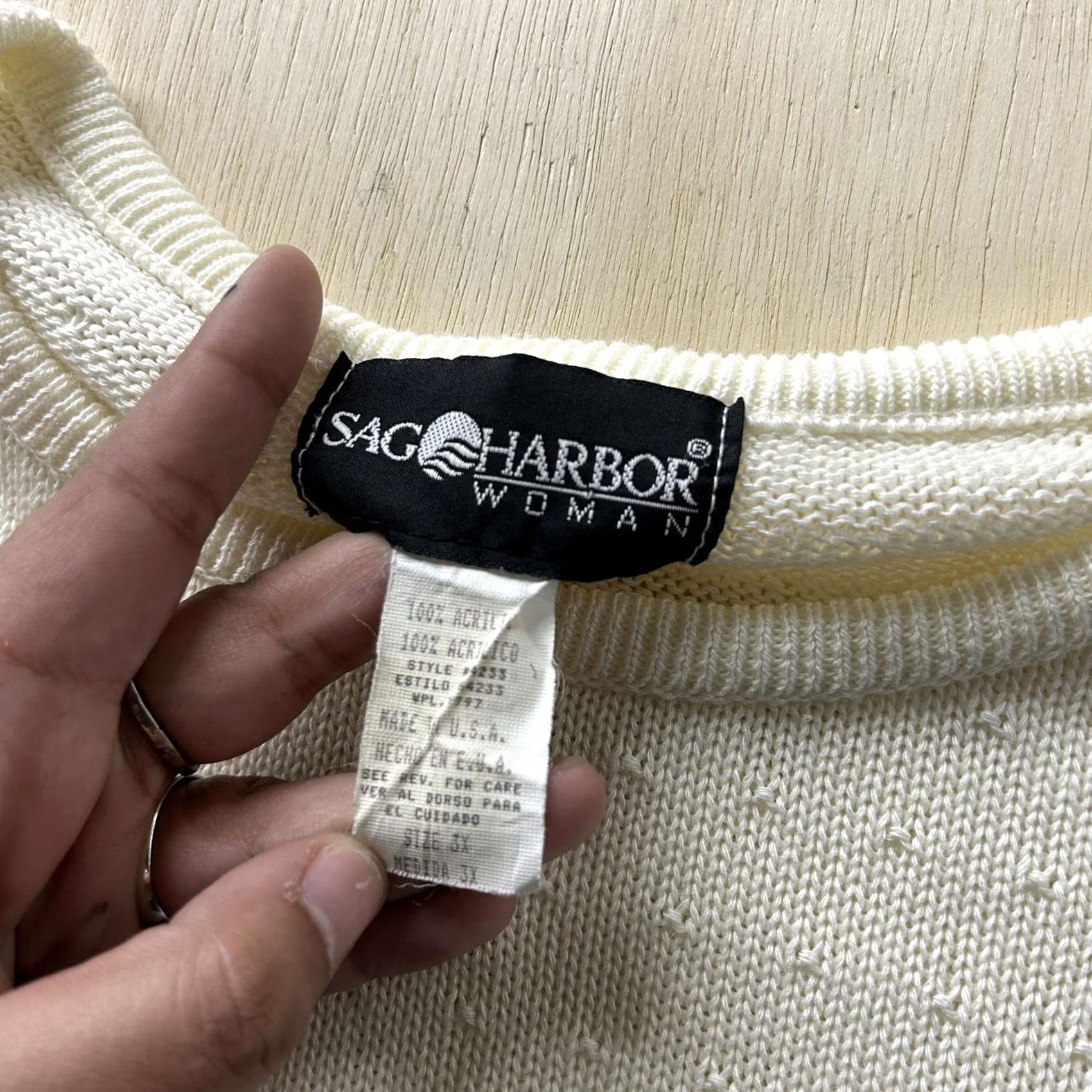 Vintage Sag Harbor Sweater Womens 3X White Crew Neck Tight-Knit Dolman Short Sleeve VINTAGE? (no) 3X? Size XXL / US 16-18 / IT 52-54 - 3 Thumbnail