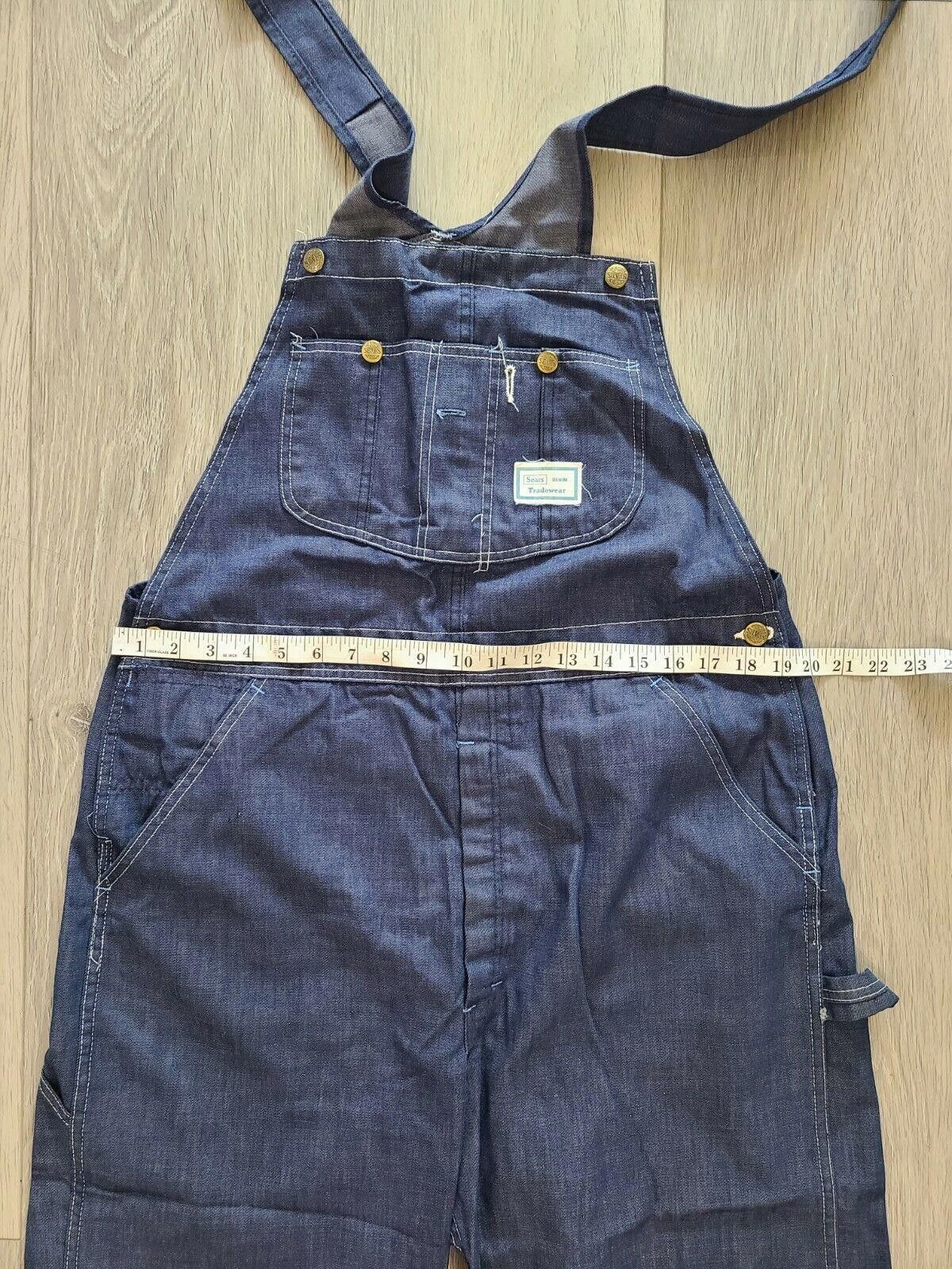 Designer Vintage Sears Overalls Work Pants Dark Bibs 1960's union Size ONE SIZE - 5 Thumbnail