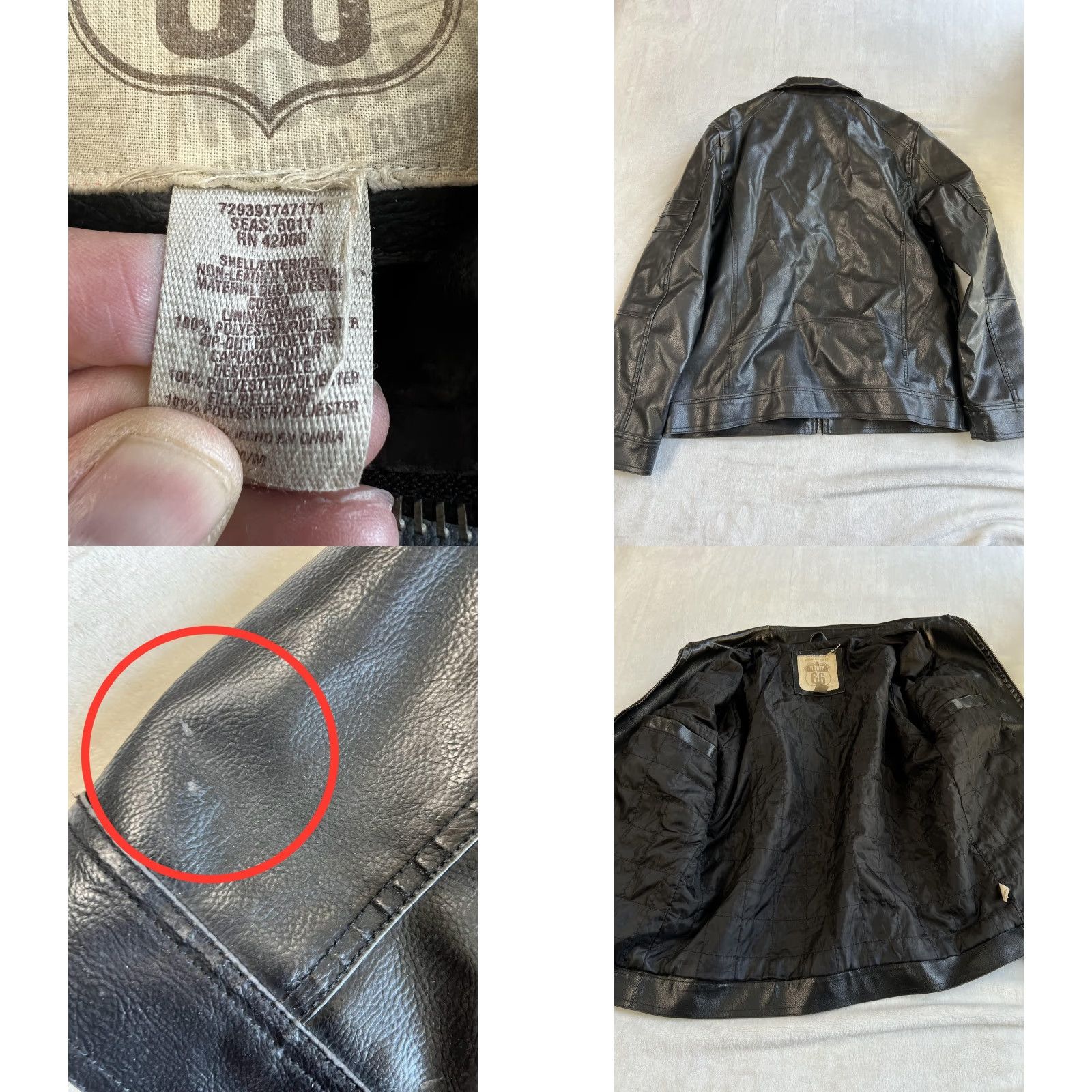 Route 66 VINTAGE Route 66 Jacket Mens M Black Faux Leather Motorcycle Lined Zip Y2K Size US M / EU 48-50 / 2 - 8 Thumbnail