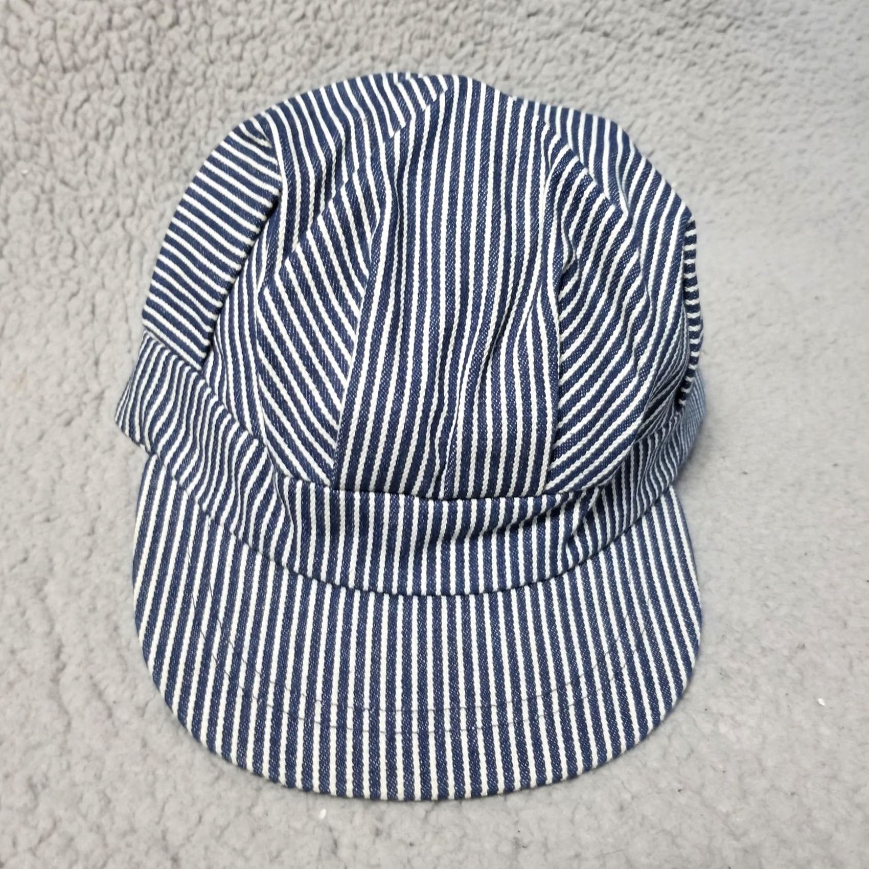 Denime Hickory Stripe Cap Hat One Size Blue Denim Railroad Snap Back Made USA Mens Size ONE SIZE - 2 Thumbnail
