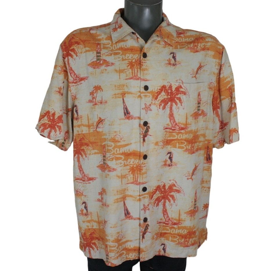 Vintage Mens Silk Hawaiian Shirt L Parrot Tropical Print Button Up Size US L / EU 52-54 / 3 - 1 Thumbnail